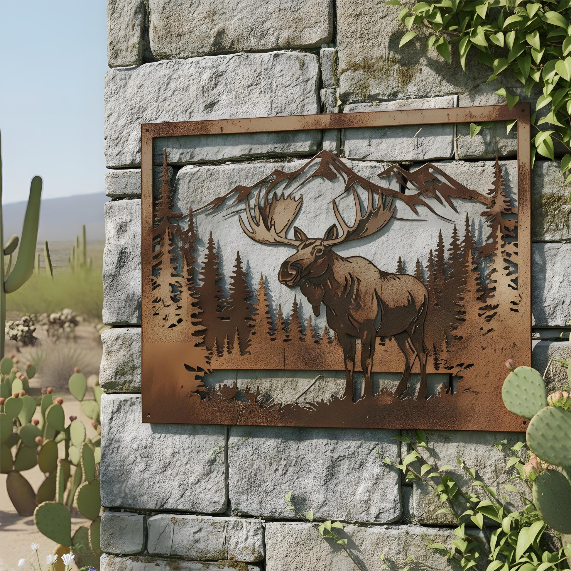 Personalized Moose Metal Wall Art: Rustic Cabin Decor, Woodland Sign