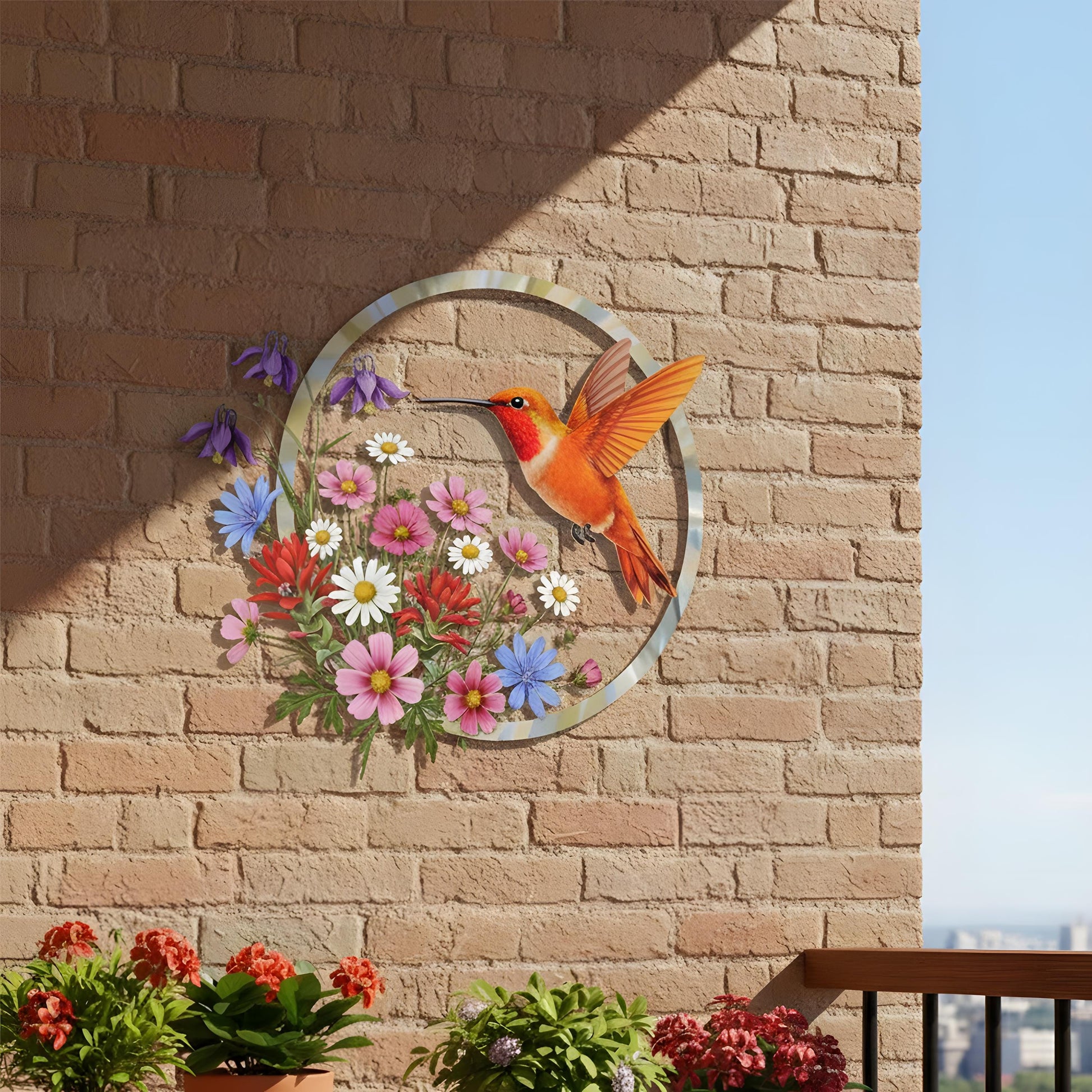 Hummingbird Metal Sign - Rustic Garden Wall Art, Outdoor Decor