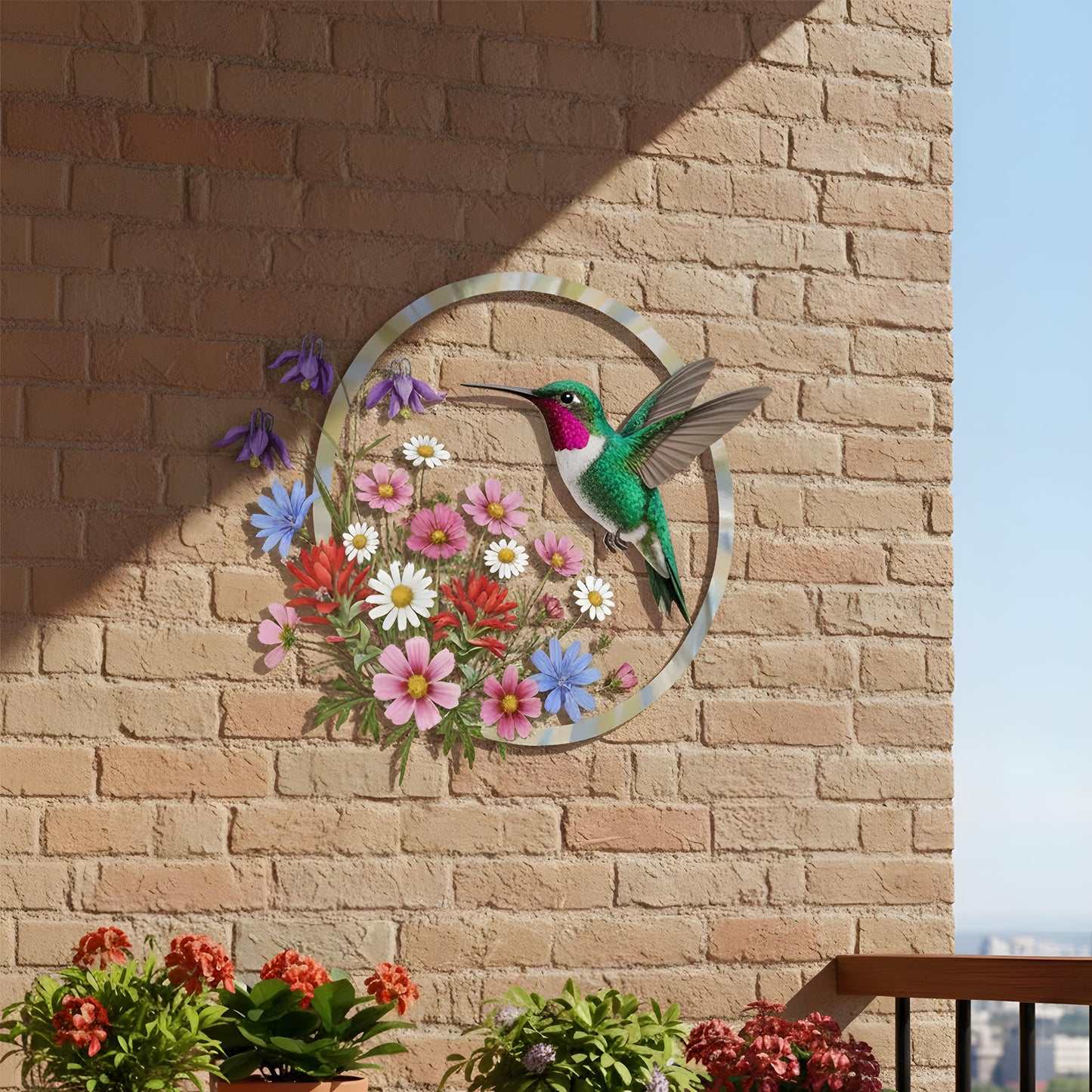 Hummingbird Metal Sign - Rustic Garden Wall Art, Outdoor Decor