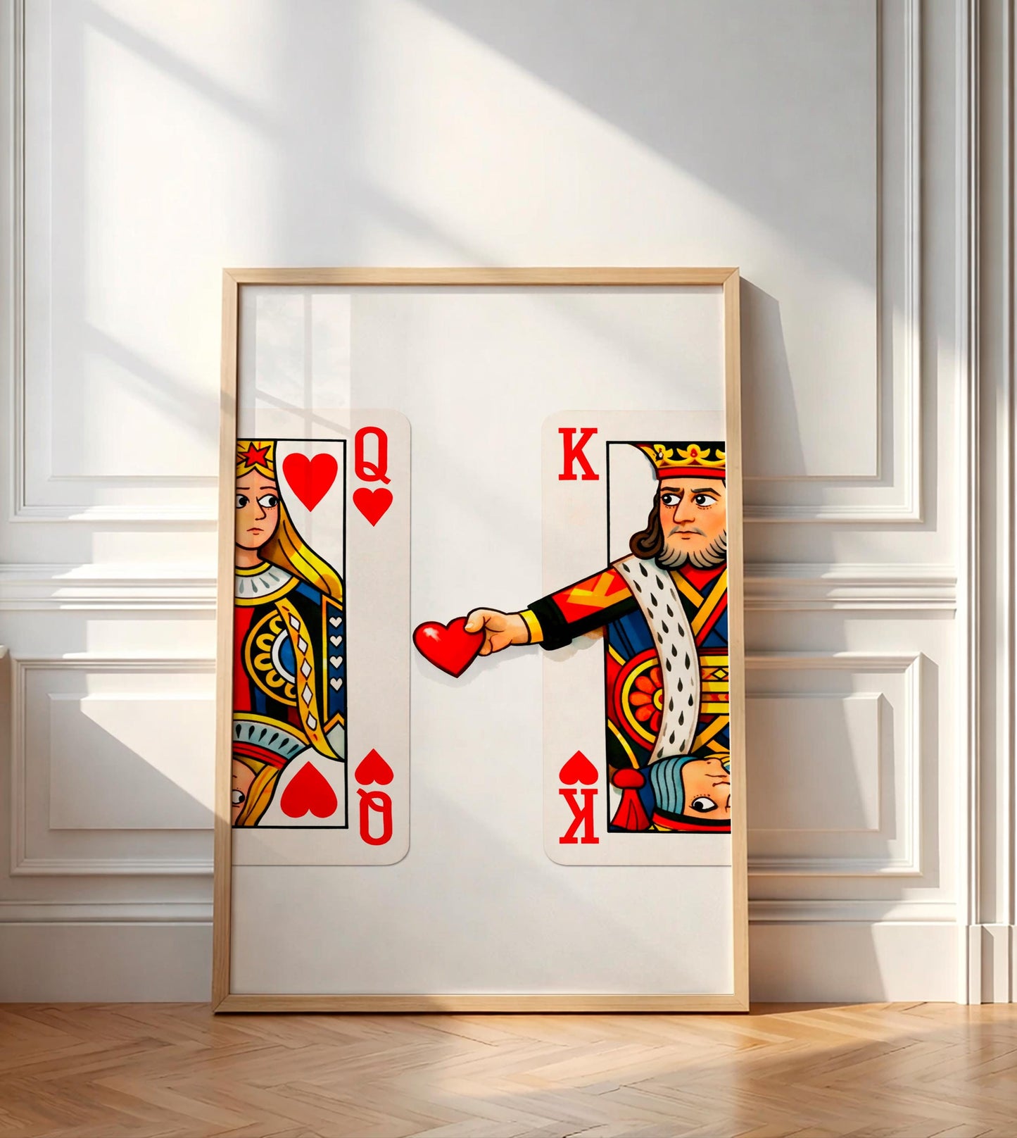 King and Queen of Hearts Playing Card Poster, Trendy Couple Wall Art, Romantic Anniversary Gift for Him Her, Retro Poker Print, Love Decor