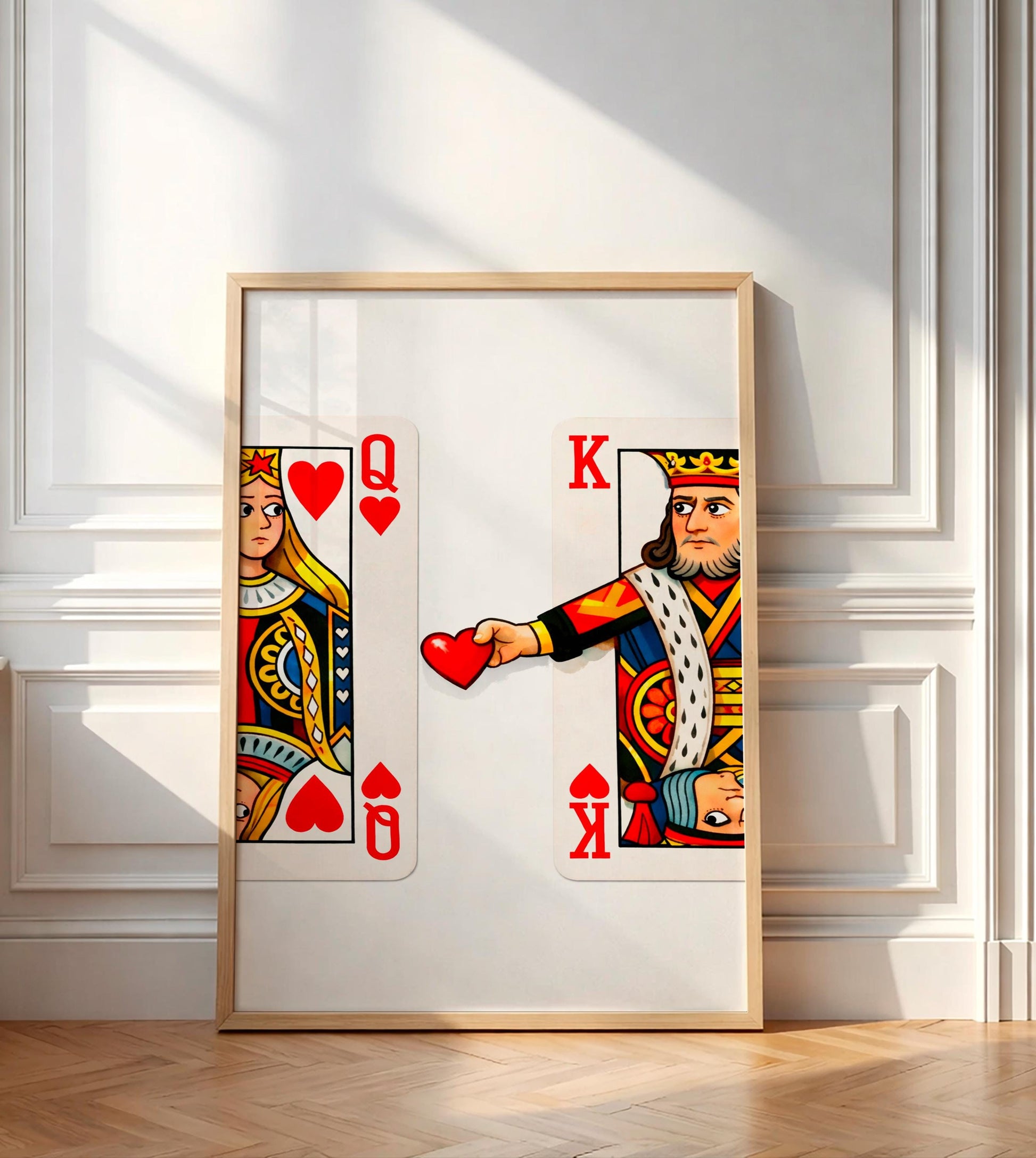 King and Queen of Hearts Playing Card Poster, Trendy Couple Wall Art, Romantic Anniversary Gift for Him Her, Retro Poker Print, Love Decor