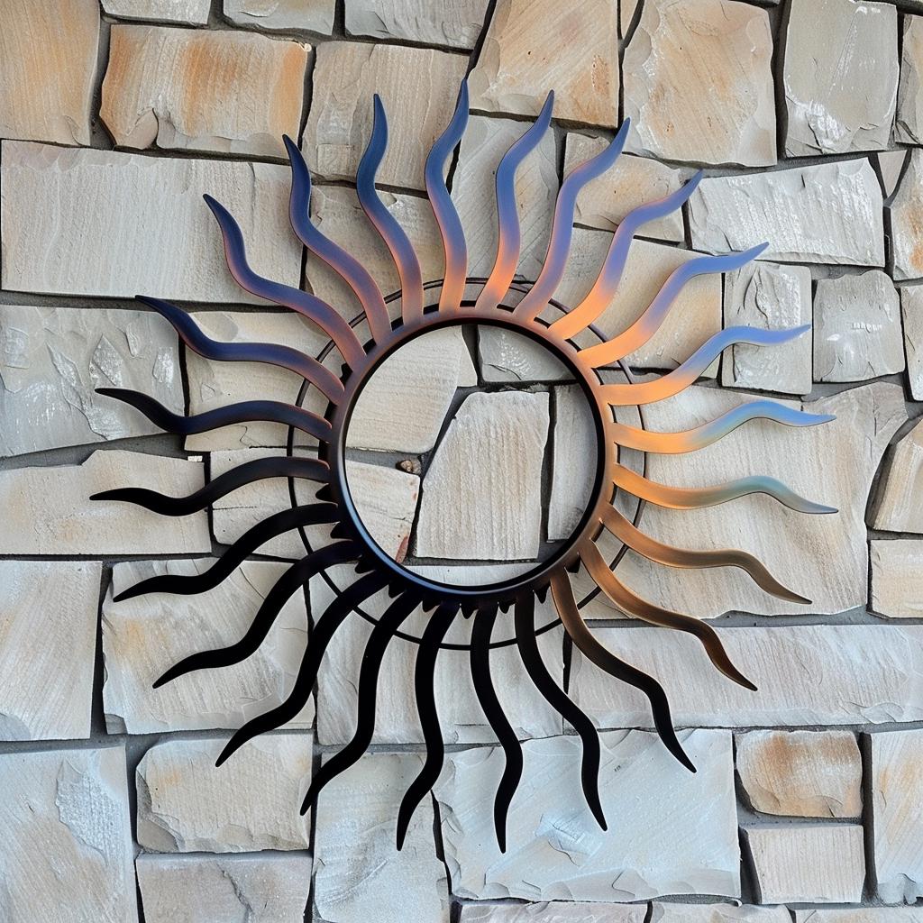 Sunburst Metal Wall Art, Colorful Rainbow Metal Sign