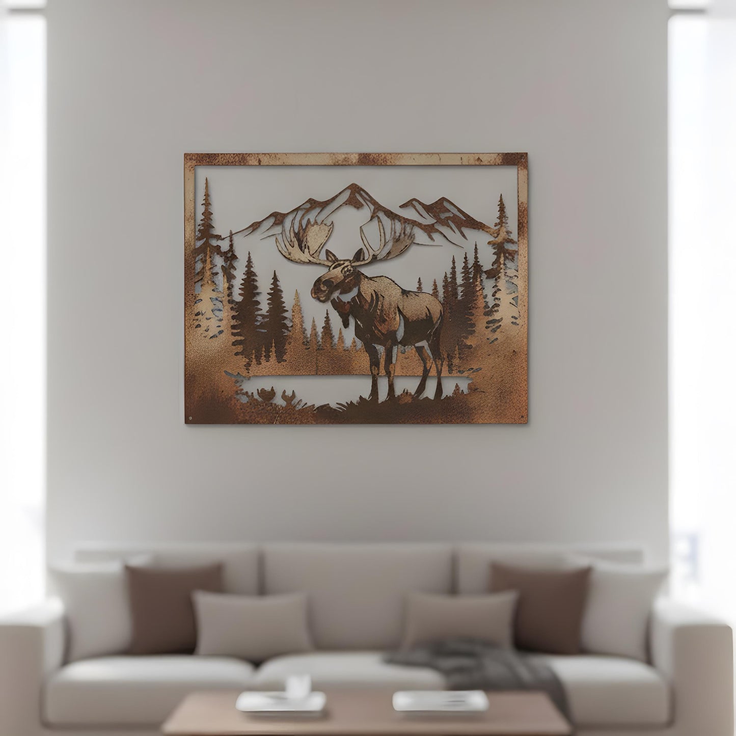 Personalized Moose Metal Wall Art: Rustic Cabin Decor, Woodland Sign