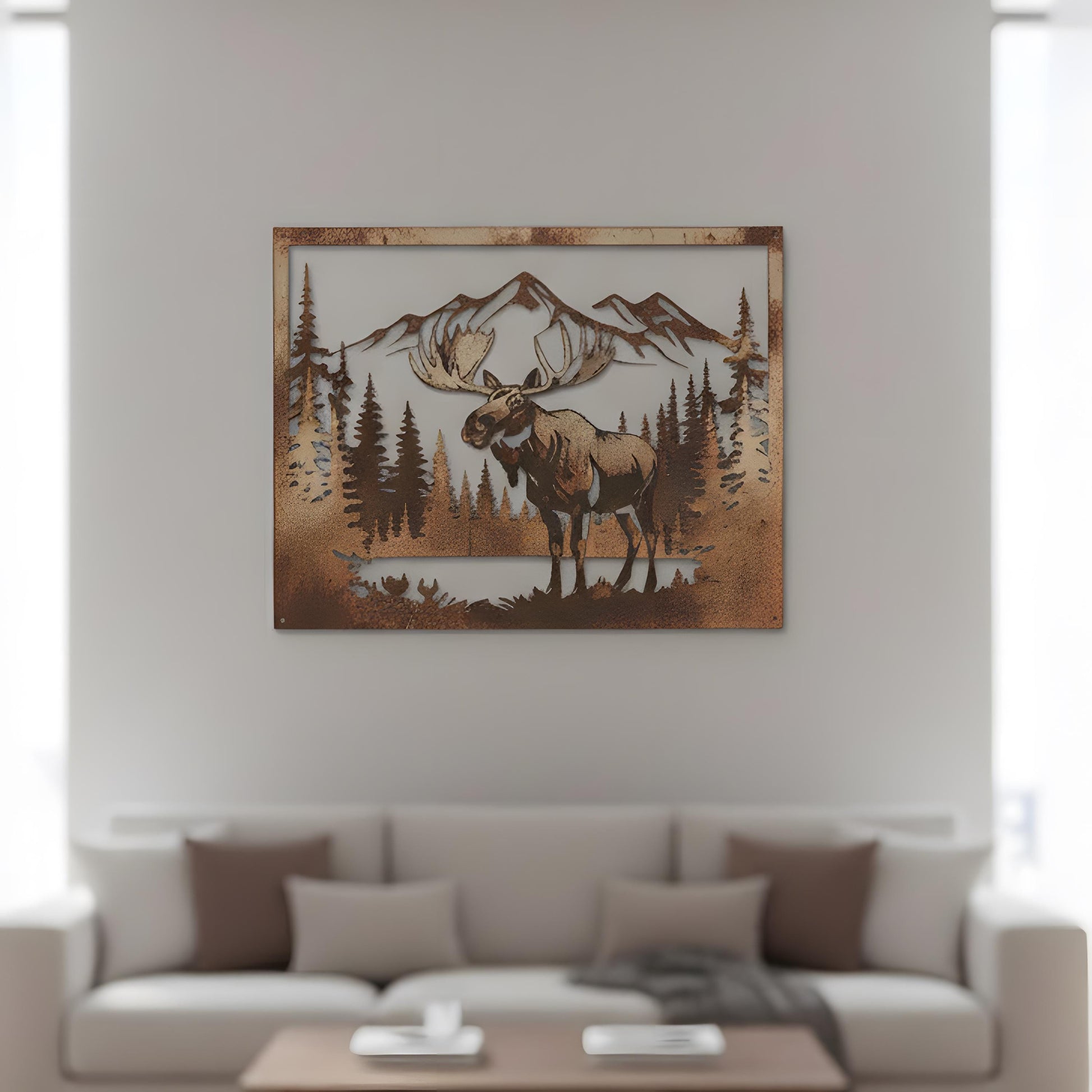 Personalized Moose Metal Wall Art: Rustic Cabin Decor, Woodland Sign