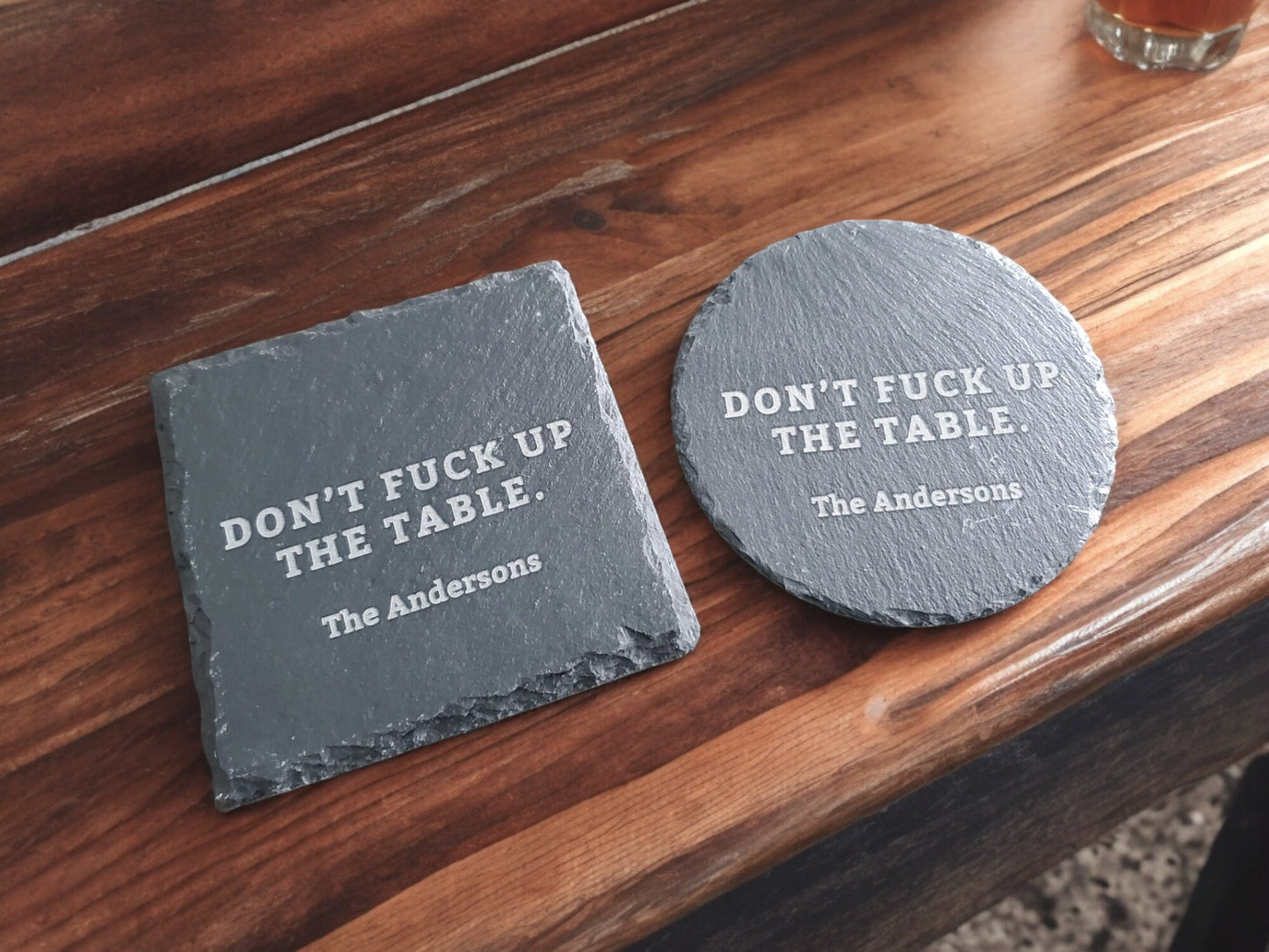 Funny Slate Coaster, Don't Mess Up The Table, Personalized Laser Engraved Stone Coasters With Your Message