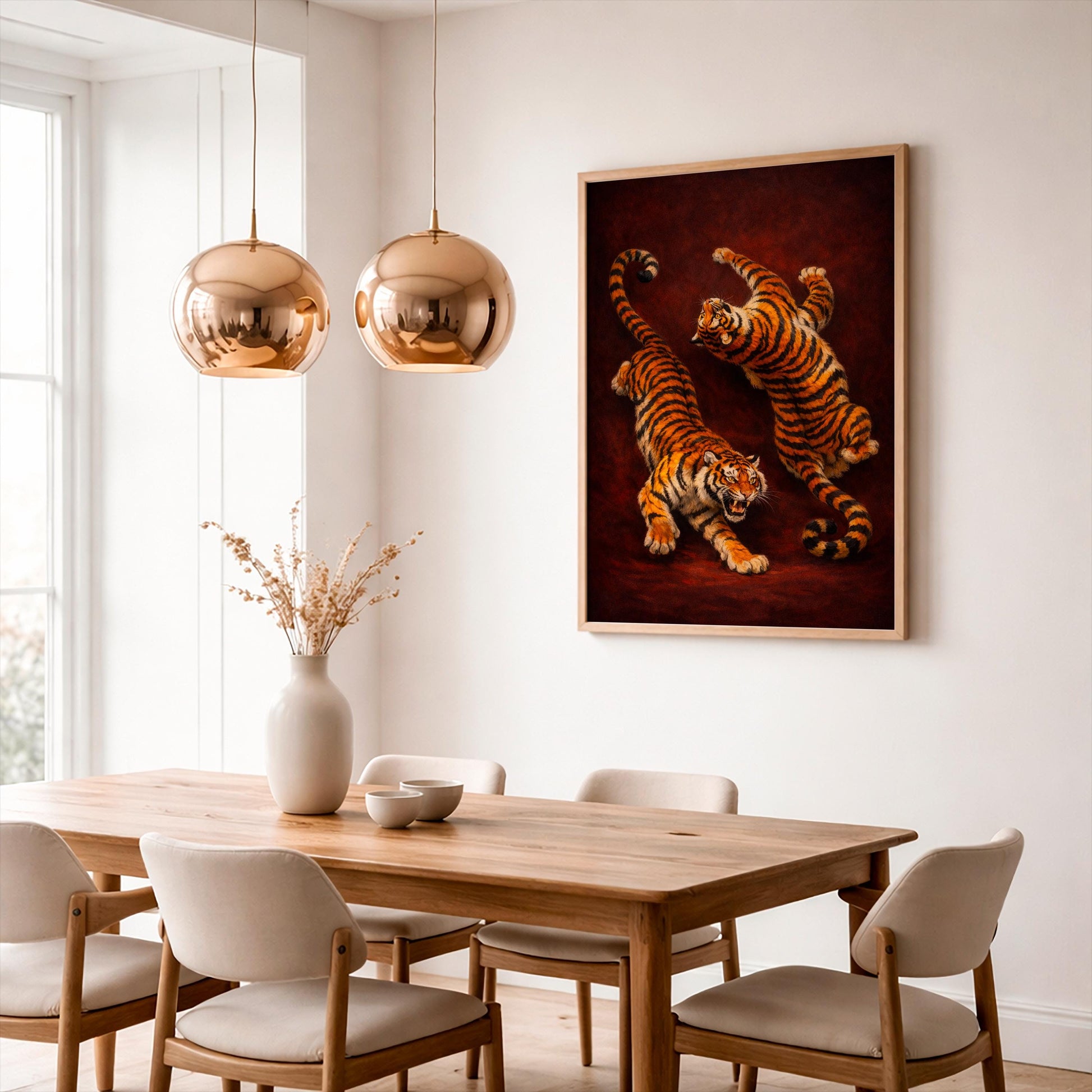 Tiger Art Print, Wildlife Wall Decor, Bengal Tiger Poster, Jungle Animal Painting, Nature Gift, Living Room Art Realistic Tiger Illustration