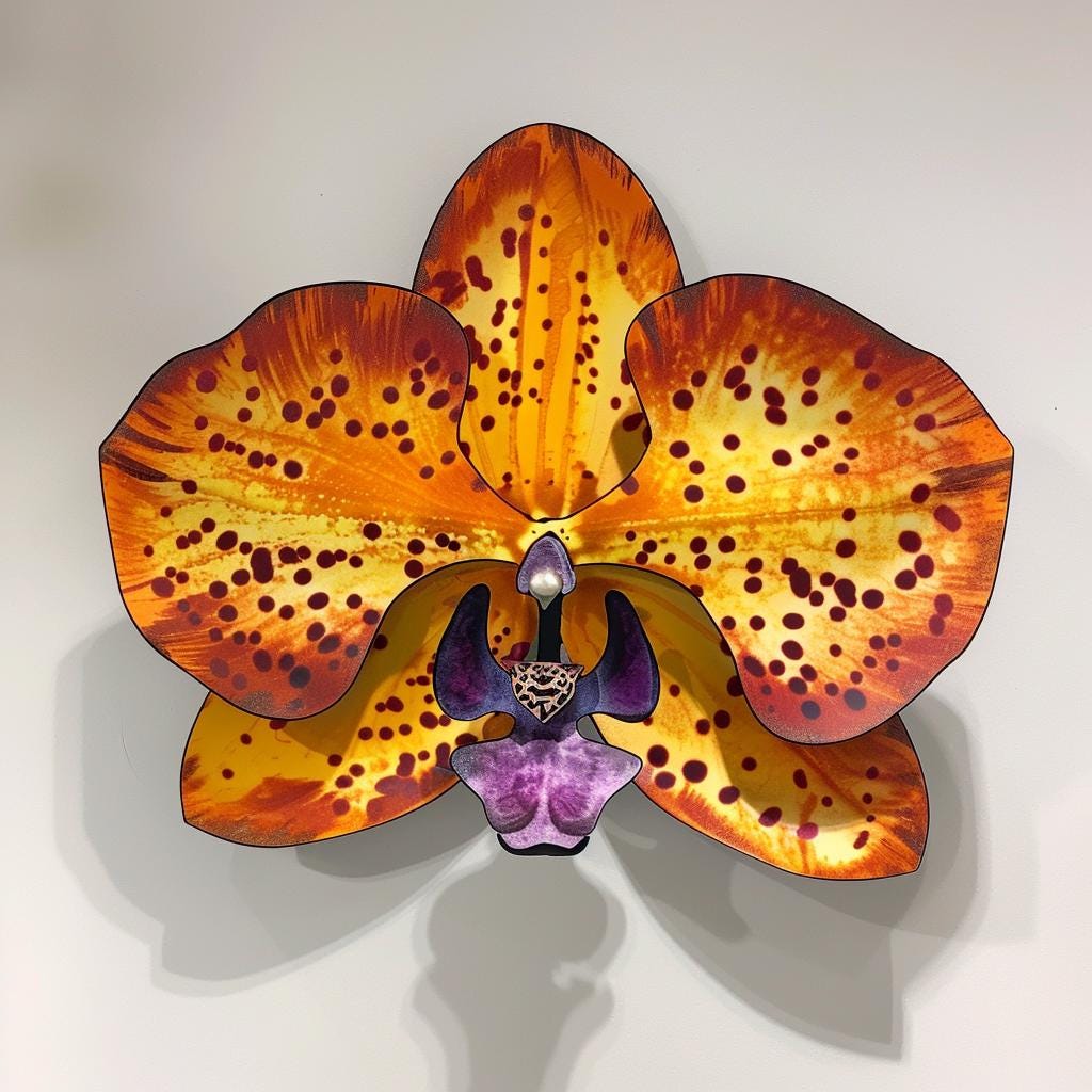 Orchid Metal Wall Art – Botanical Tropical Floral Garden Decor Sign