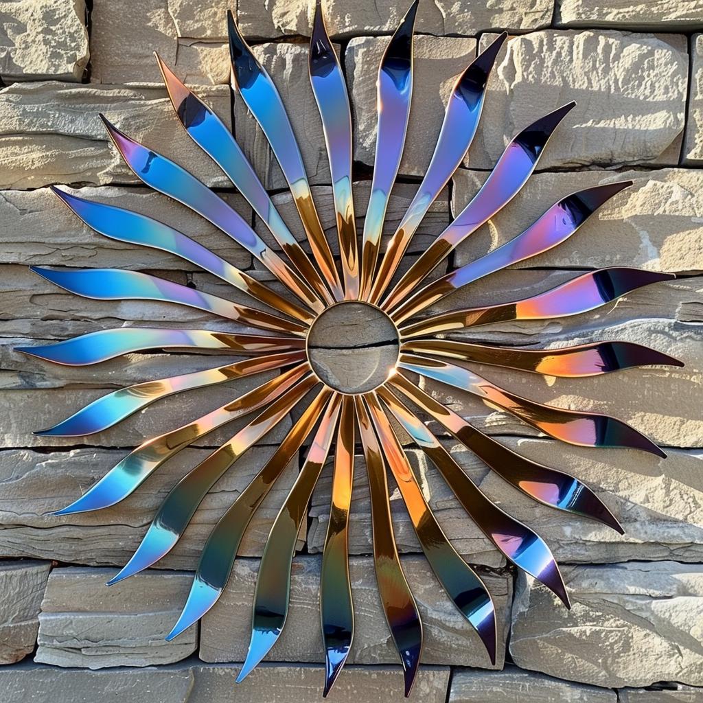Sunburst Metal Wall Art, Colorful Rainbow Metal Sign