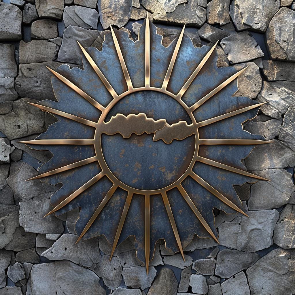 Blue Sun Wall Art, Sunburst Outdoor Decor, Modern Patio Garden Sign