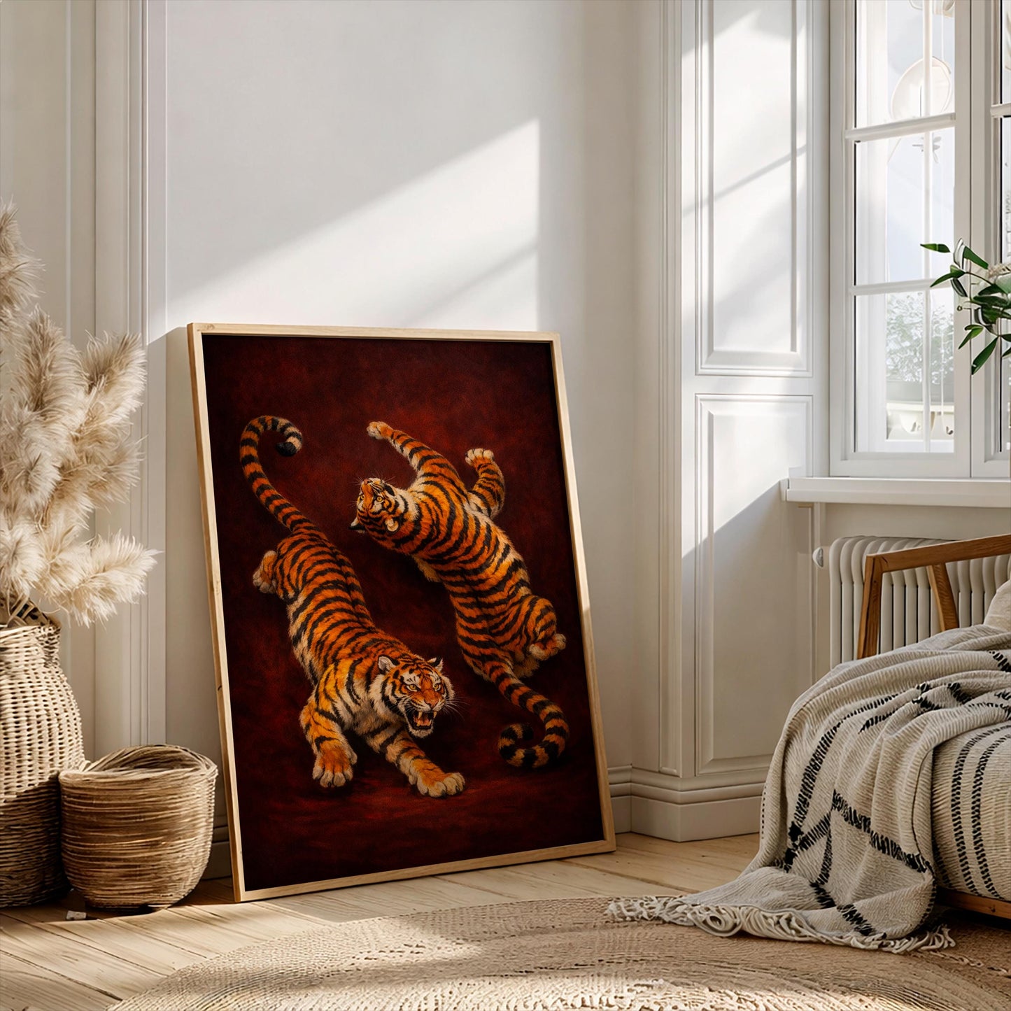 Tiger Art Print, Wildlife Wall Decor, Bengal Tiger Poster, Jungle Animal Painting, Nature Gift, Living Room Art Realistic Tiger Illustration
