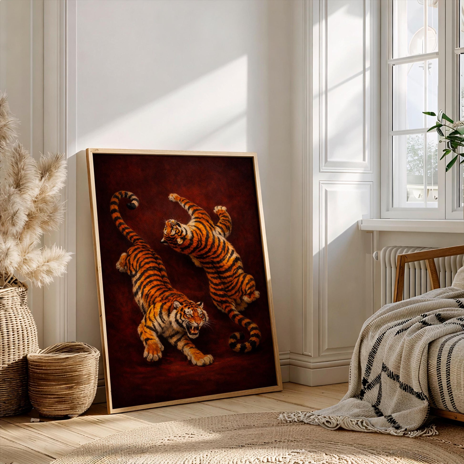 Tiger Art Print, Wildlife Wall Decor, Bengal Tiger Poster, Jungle Animal Painting, Nature Gift, Living Room Art Realistic Tiger Illustration