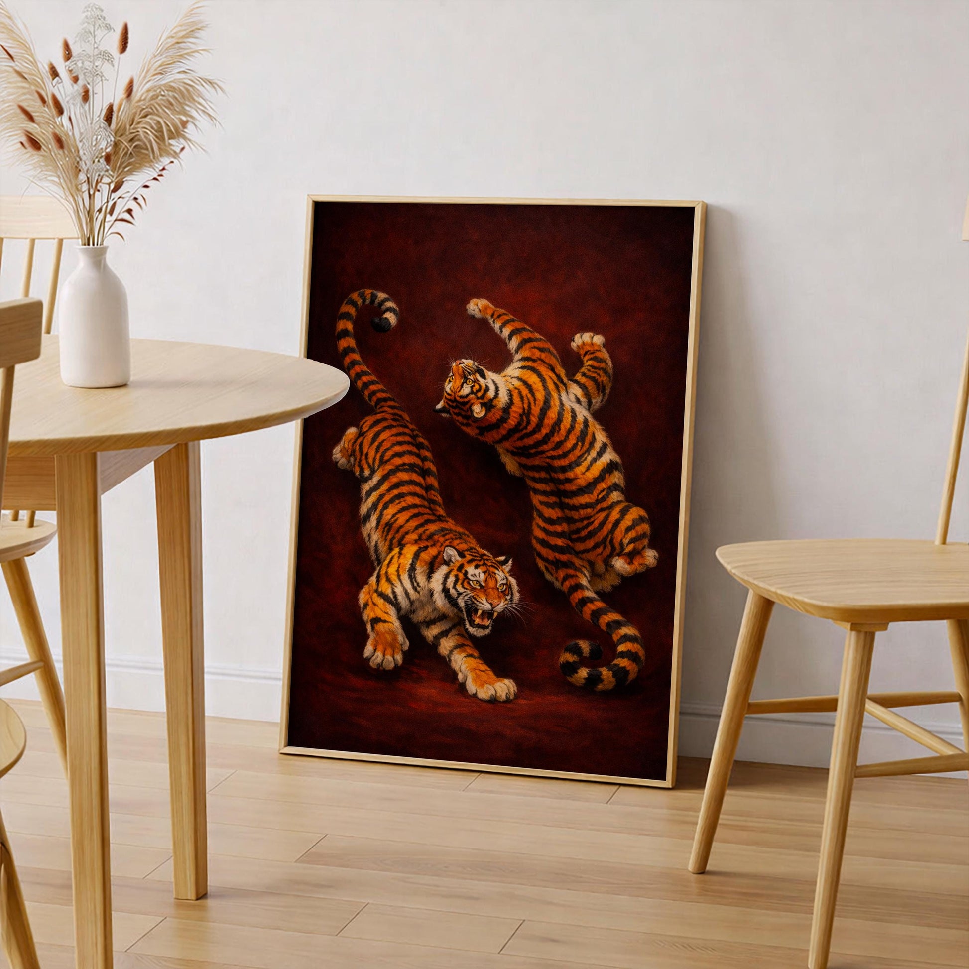 Tiger Art Print, Wildlife Wall Decor, Bengal Tiger Poster, Jungle Animal Painting, Nature Gift, Living Room Art Realistic Tiger Illustration