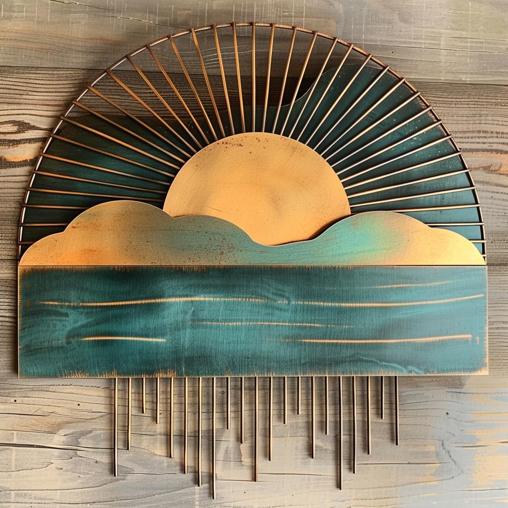 Sunrise Metal Wall Art, Lake Scene Decor, Rustic Farmhouse Sign Wall Hanging UV Printed