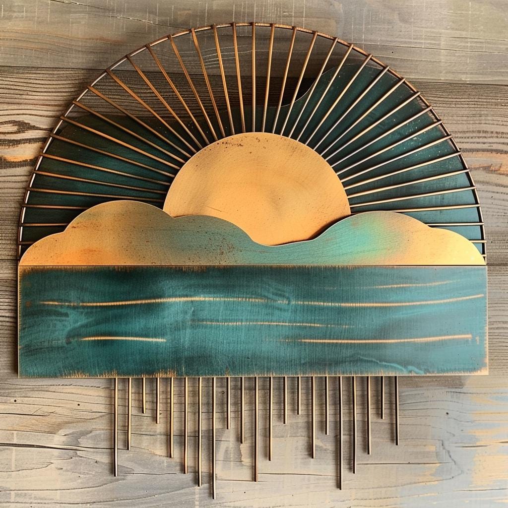 Sunrise Metal Wall Art, Lake Scene Decor, Rustic Farmhouse Sign Wall Hanging UV Printed