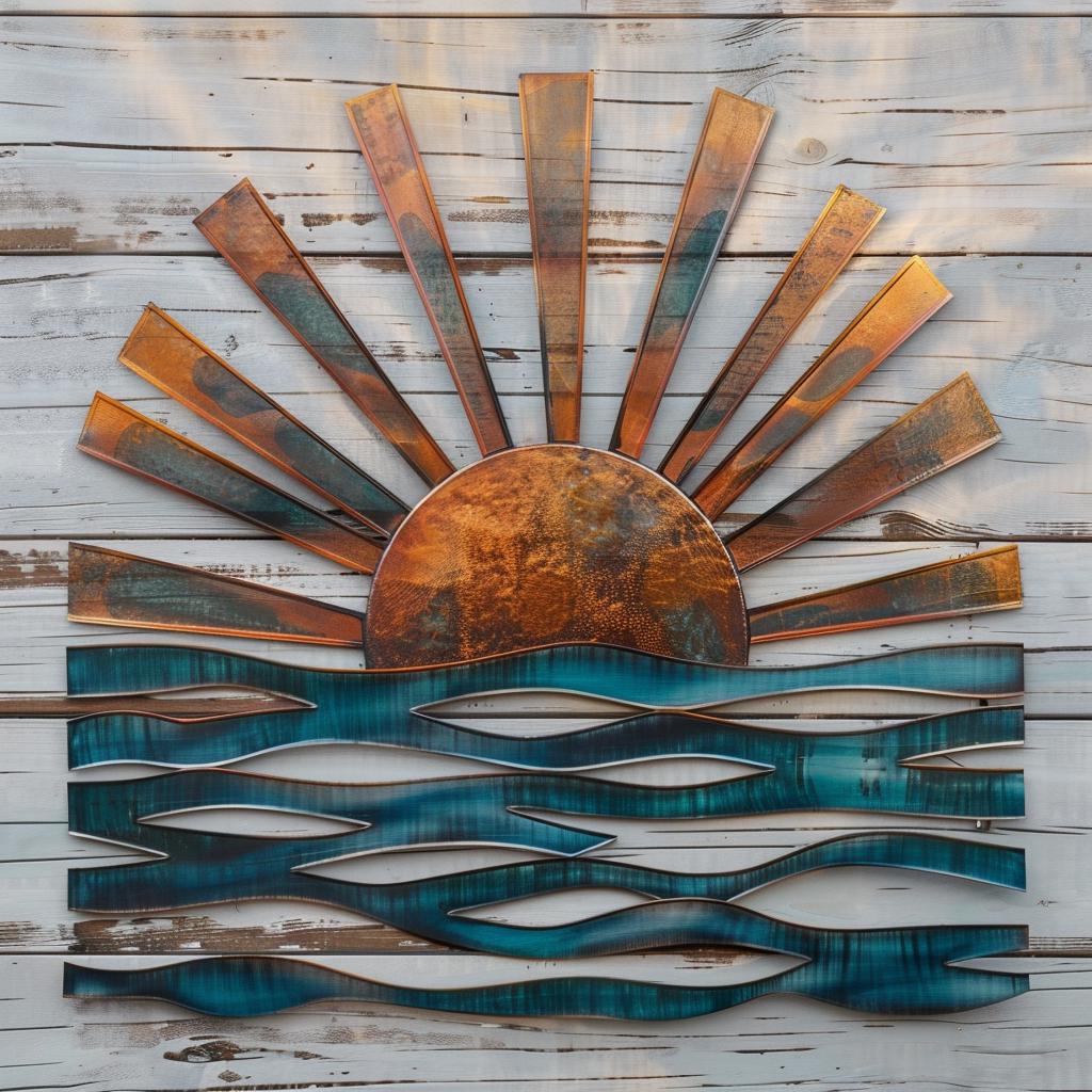 Sunrise Metal Wall Art, Lake Scene Decor, Rustic Farmhouse Sign Wall Hanging UV Printed
