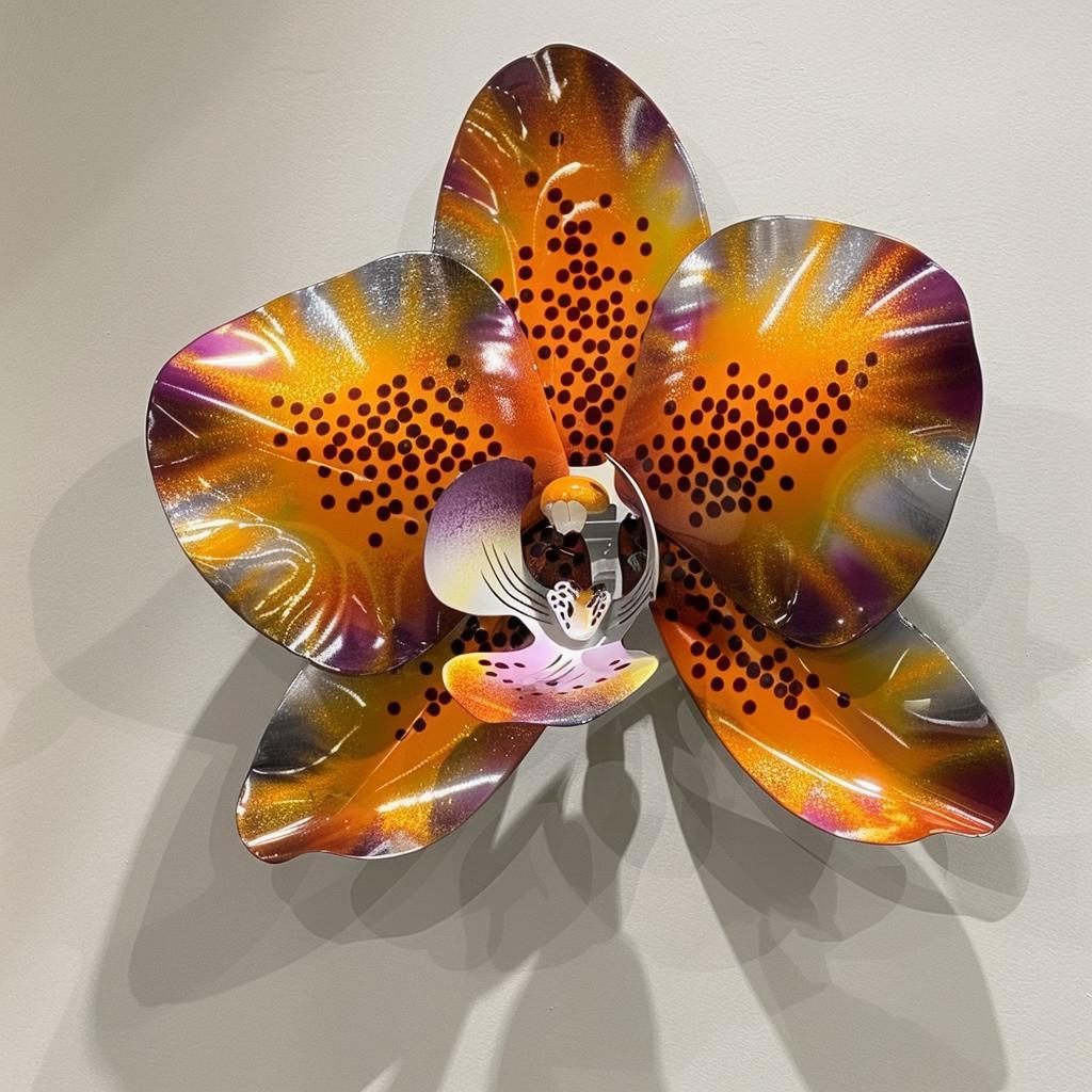 Orchid Metal Wall Art – Botanical Tropical Floral Garden Decor Sign
