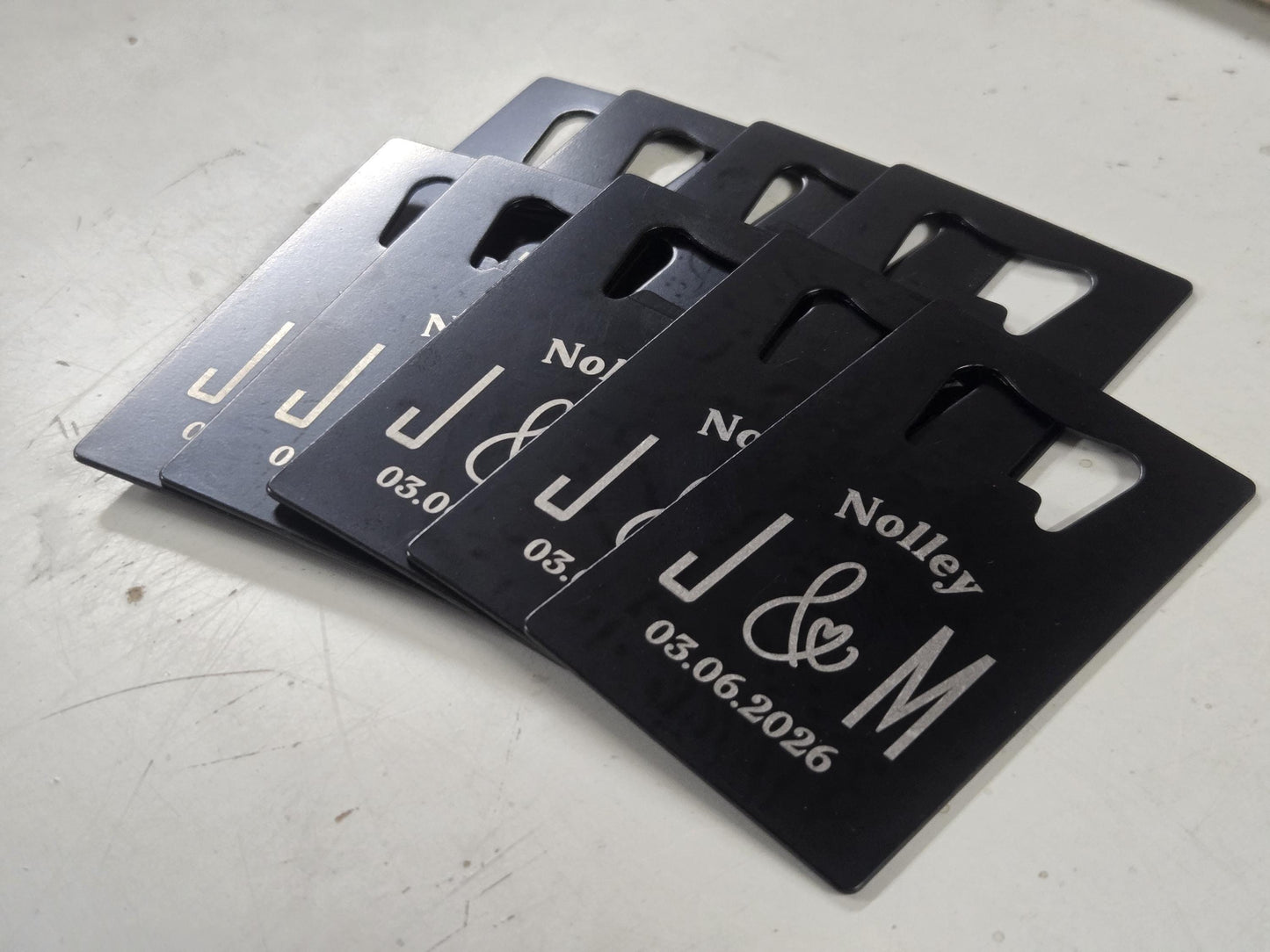 Classic Wedding Favors, Custom Engraved Black Card Bottle Opener, Personalized Wedding Guest Favors, Durable Steel, Fits In Your Wallet