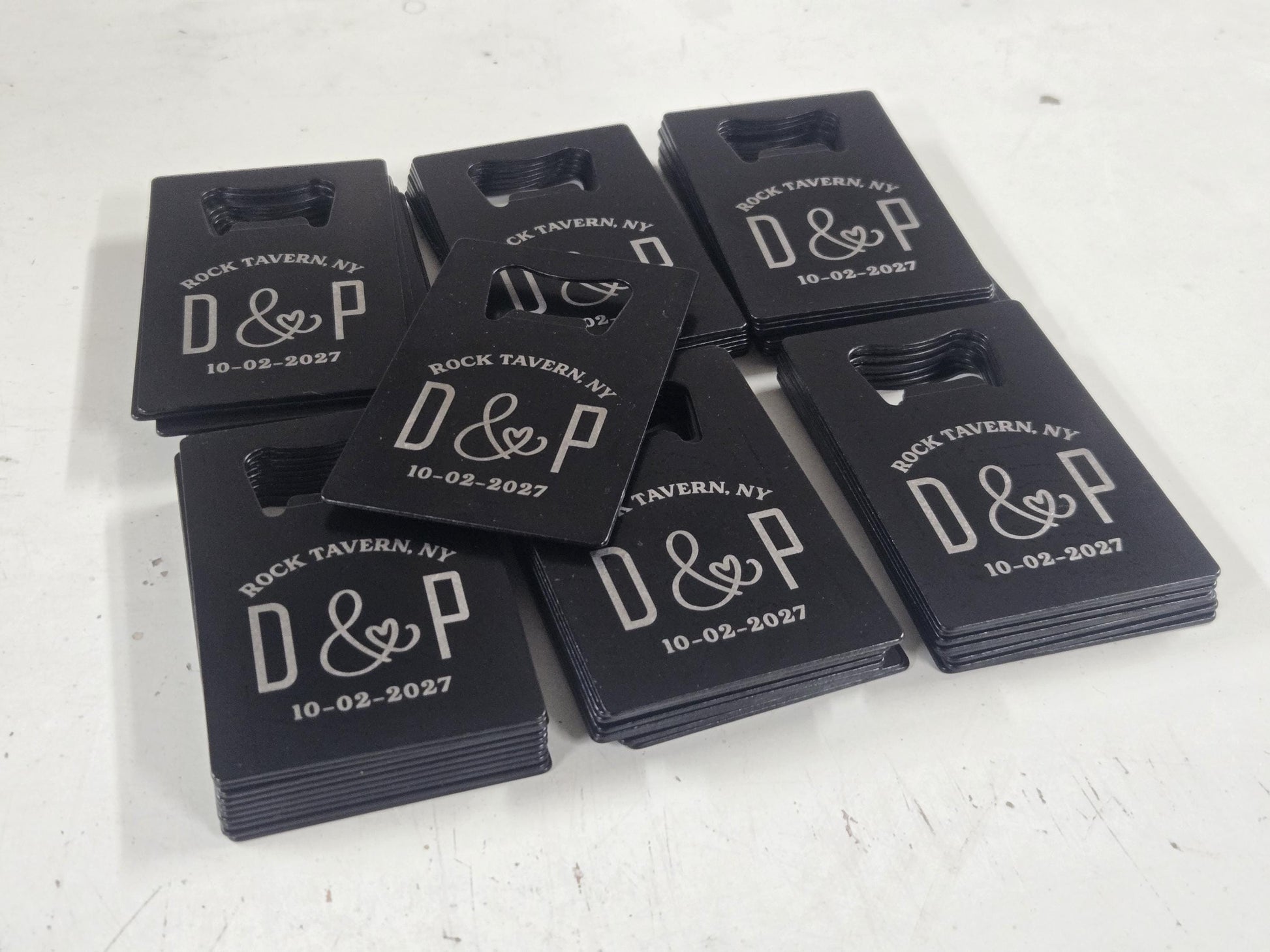Classic Wedding Favors, Custom Engraved Black Card Bottle Opener, Personalized Wedding Guest Favors, Durable Steel, Fits In Your Wallet