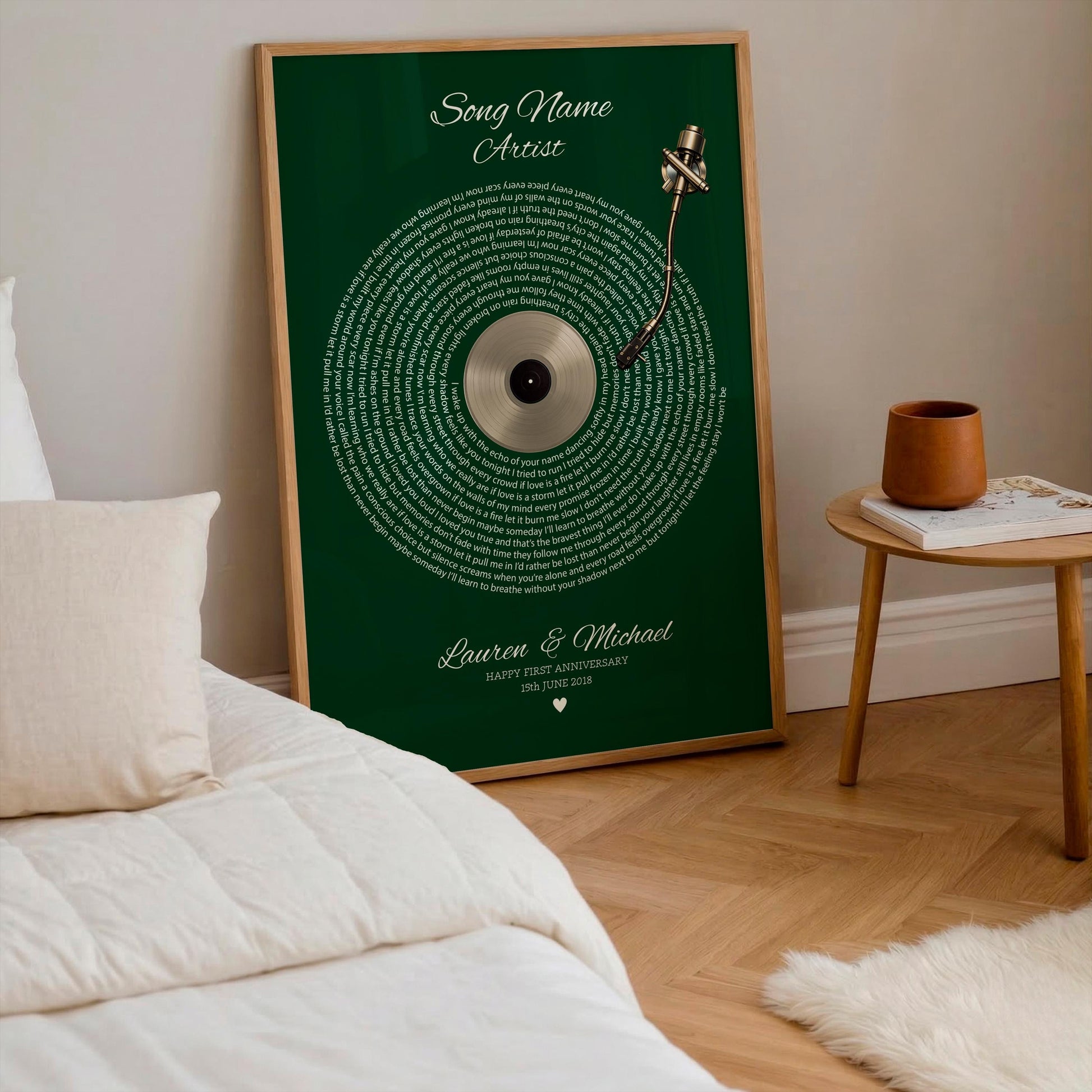Custom Song Lyrics Vinyl Record Print, Personalized First Anniversary Gift for Couple, Wedding Song Poster, Anniversary Gift for Him Her