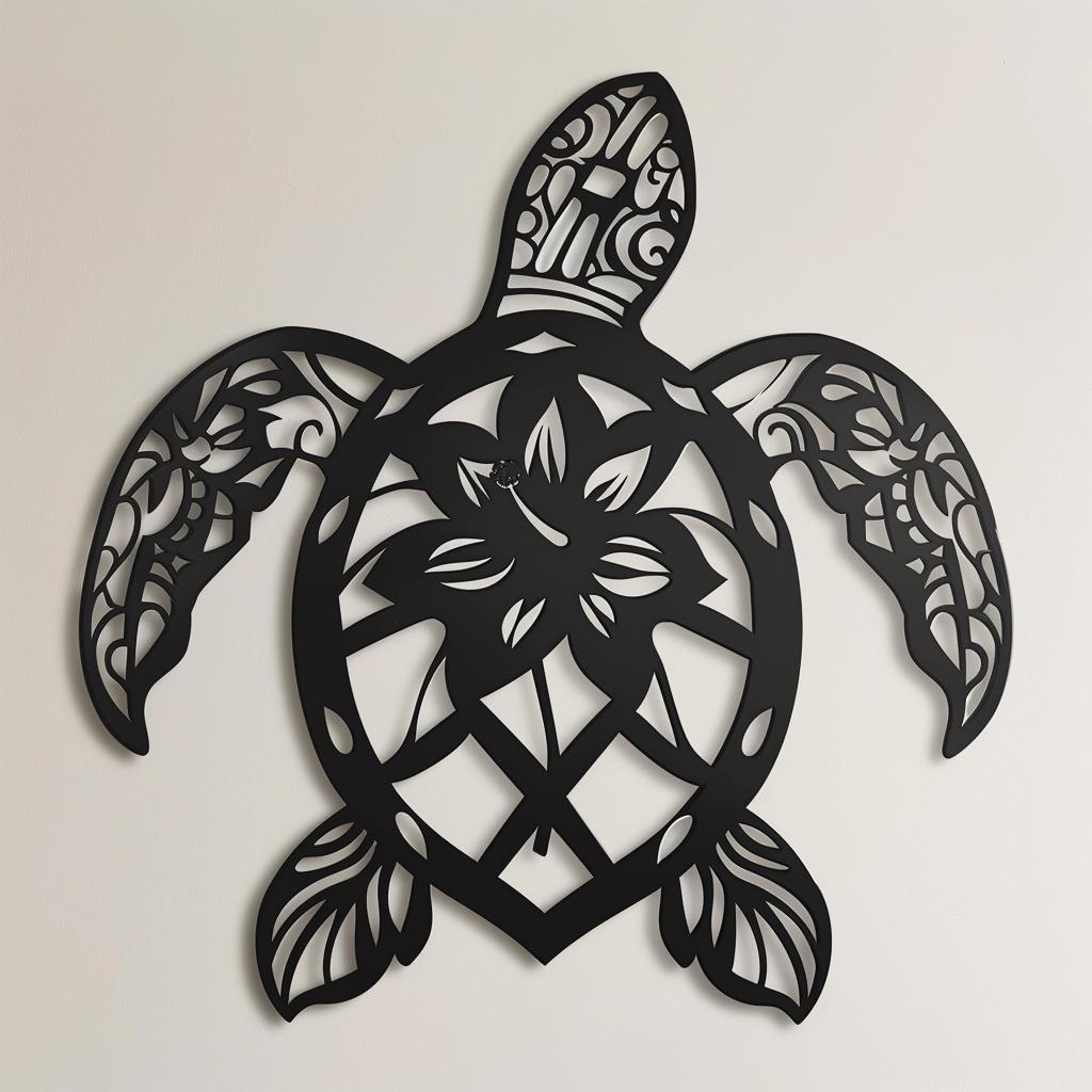 Polynesian Sea Turtle Metal Wall Art, Tribal Ocean Decor, Coastal Home Hanging Sign