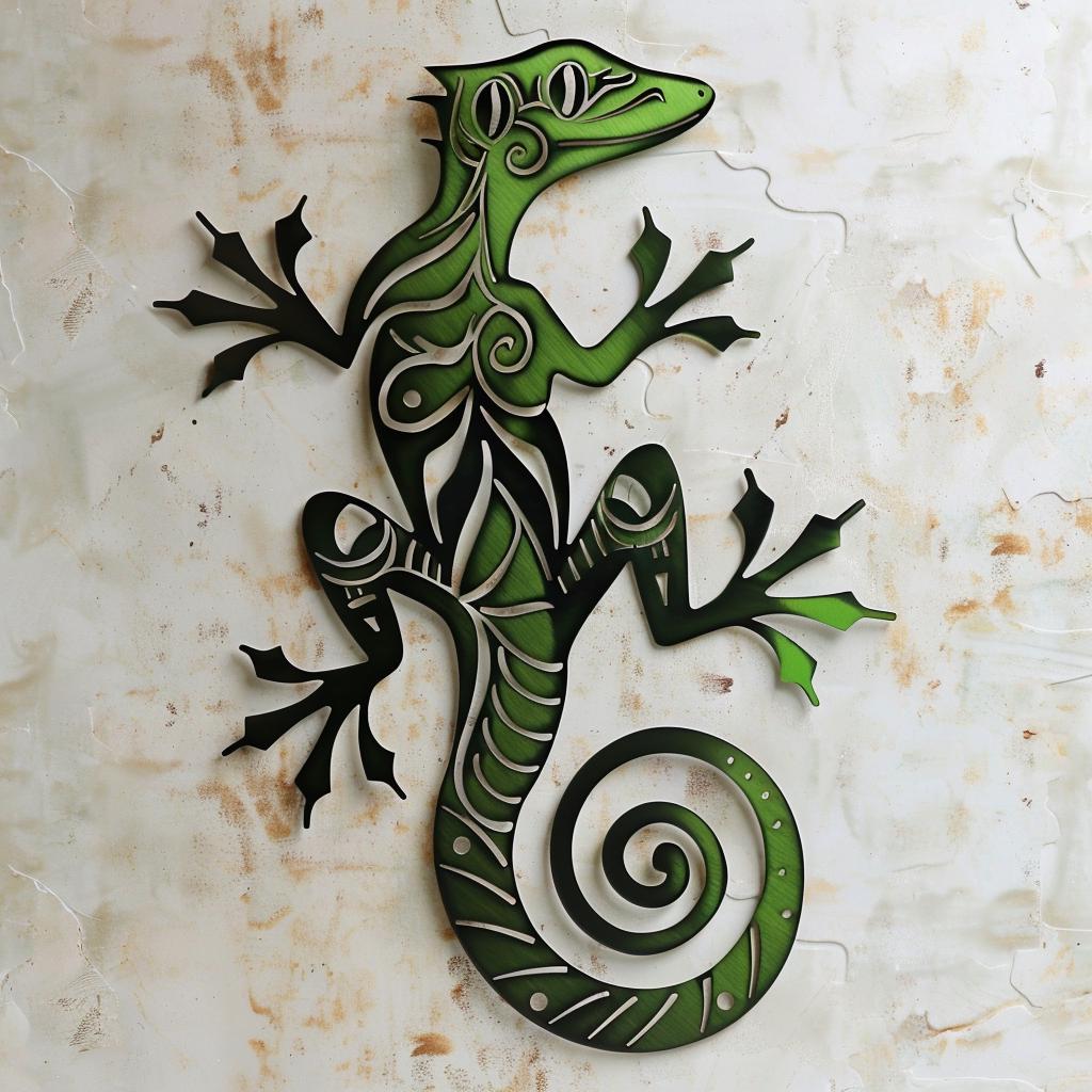 Polynesian Gecko Metal Wall Art, Tribal Lizard Decor, Coastal Home Hanging Sign