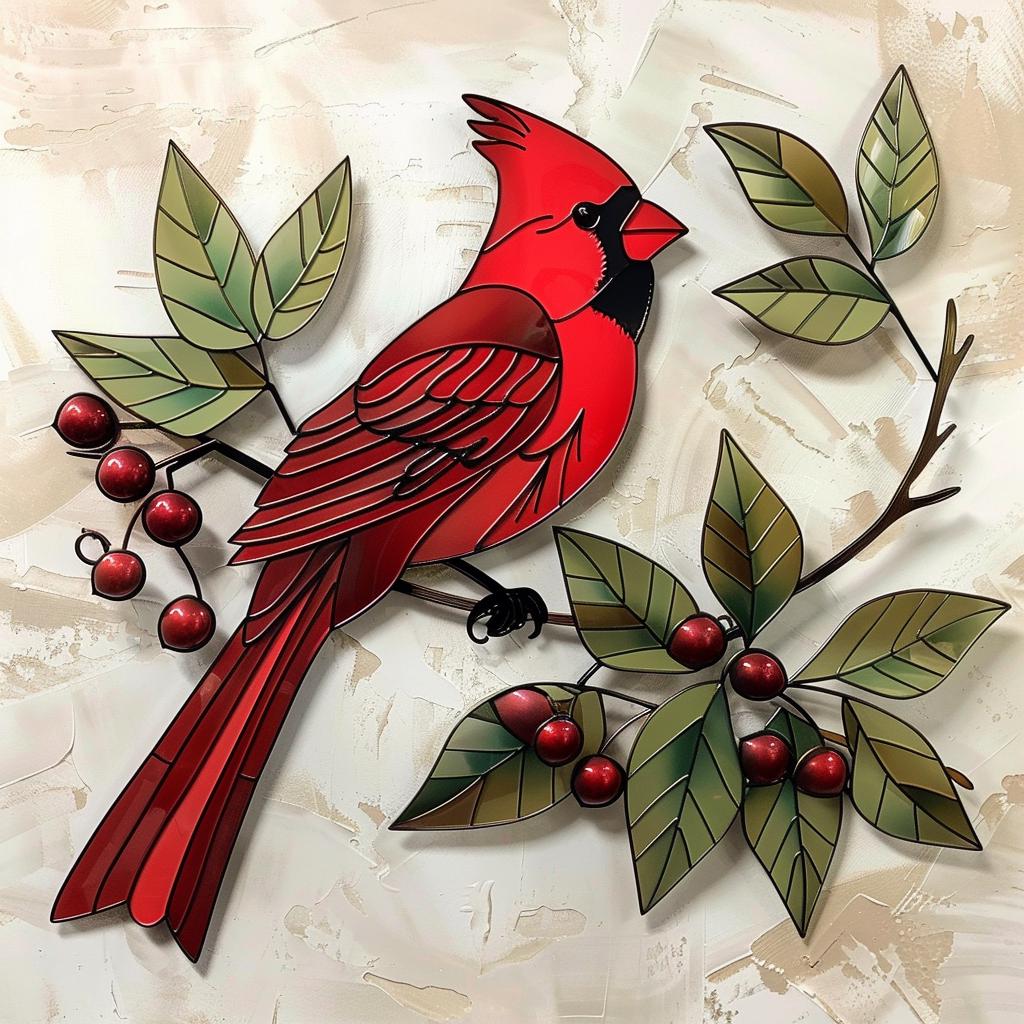 Cardinal Metal Wall Art, Red Bird Garden Decor, Rustic Farmhouse Sign