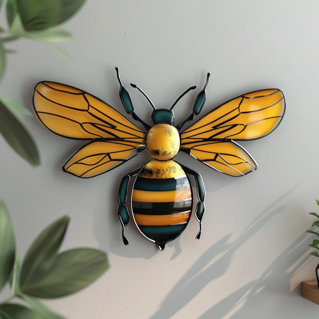 Bee Metal Wall Art, Rustic Garden Insect Decor, Farmhouse Outdoor Hanging