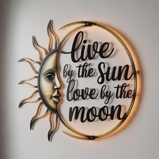 Sun Moon Metal Wall Art, Celestial Boho Decor, Spiritual Wall Hanging Sign