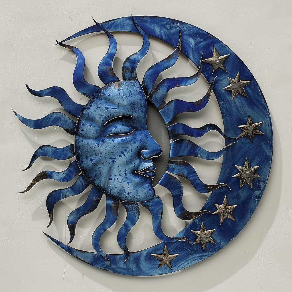 Celestial Metal Sign: Zodiac Sun Moon Wall Art, Cosmic Metal Decor