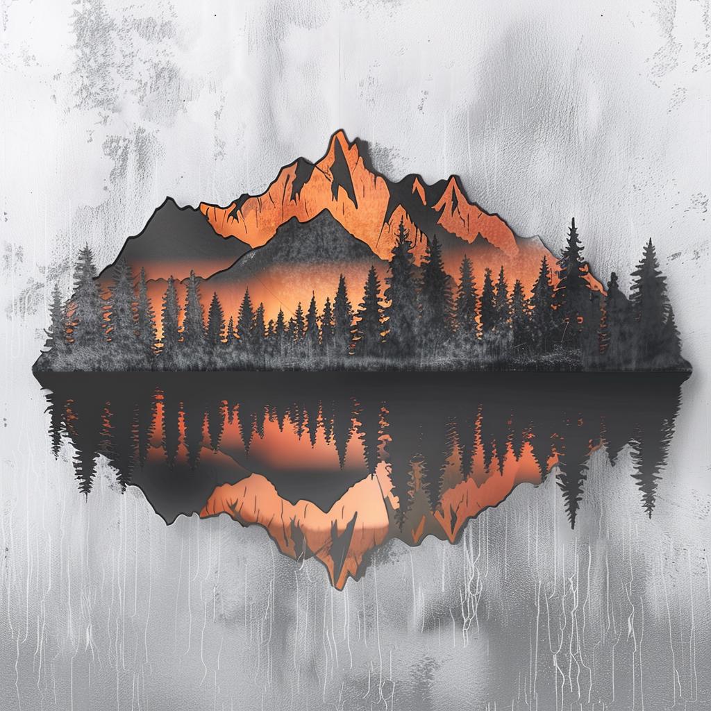 Mountain Metal Wall Art: Forest Lake Sunset Nature Landscape Steel Sign (Outdoor Decor)