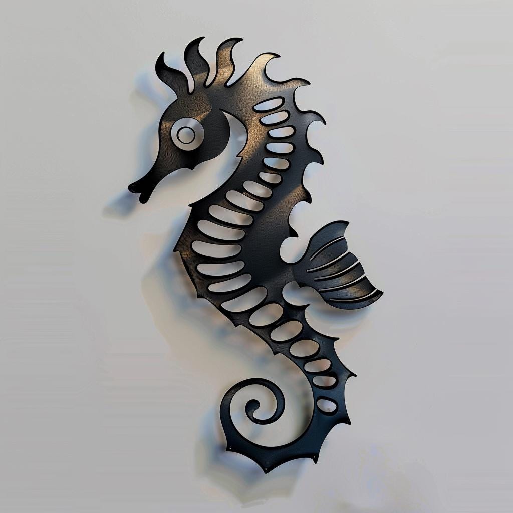 Seahorse Metal Wall Art Coastal Ocean Decor Nautical Wall Hanging Beach House Decor Marine Life Wall Sculpture Gift for Ocean Lover