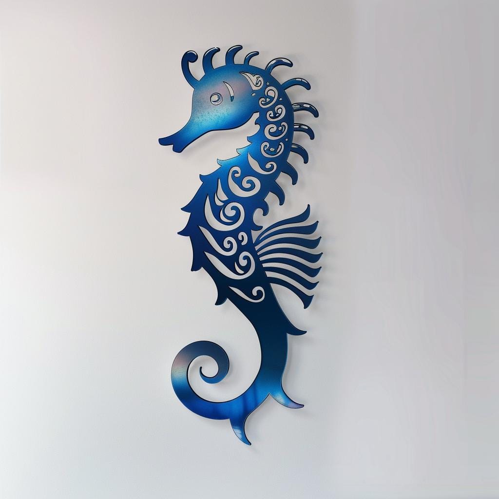 Seahorse Metal Wall Art Coastal Ocean Decor Nautical Wall Hanging Beach House Decor Marine Life Wall Sculpture Gift for Ocean Lover