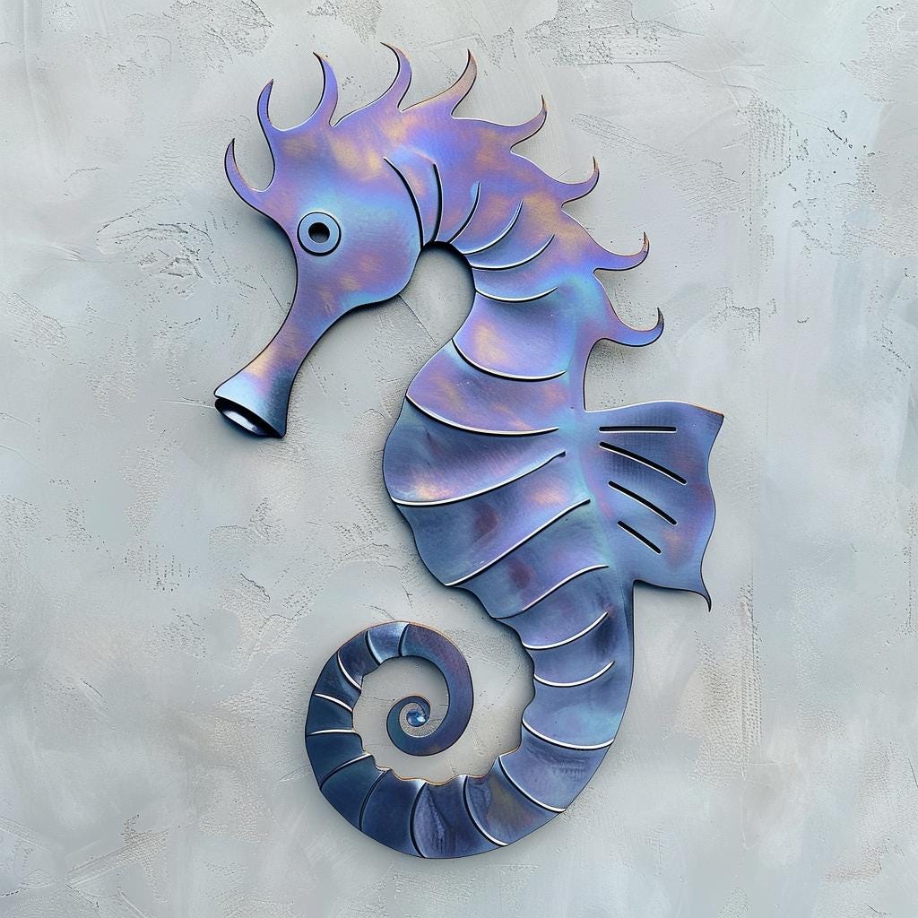 Seahorse Metal Wall Art Coastal Ocean Decor Nautical Wall Hanging Beach House Decor Marine Life Wall Sculpture Gift for Ocean Lover