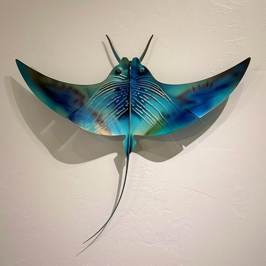 Stingray Metal Wall Art: Coastal Ocean Nautical Beach House Marine Life Sculpture