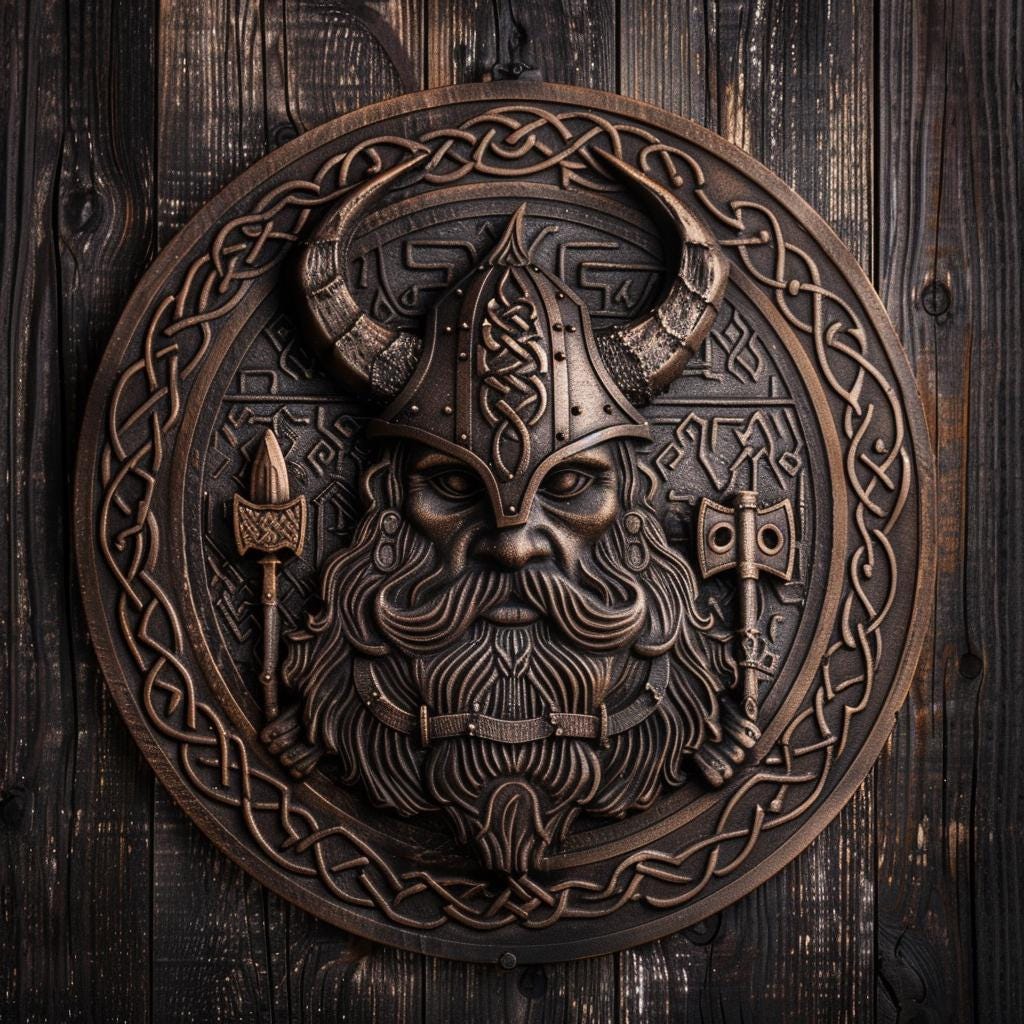 Viking Warrior Decor Metal Sign, Norse Celtic Knot Wall Hanging