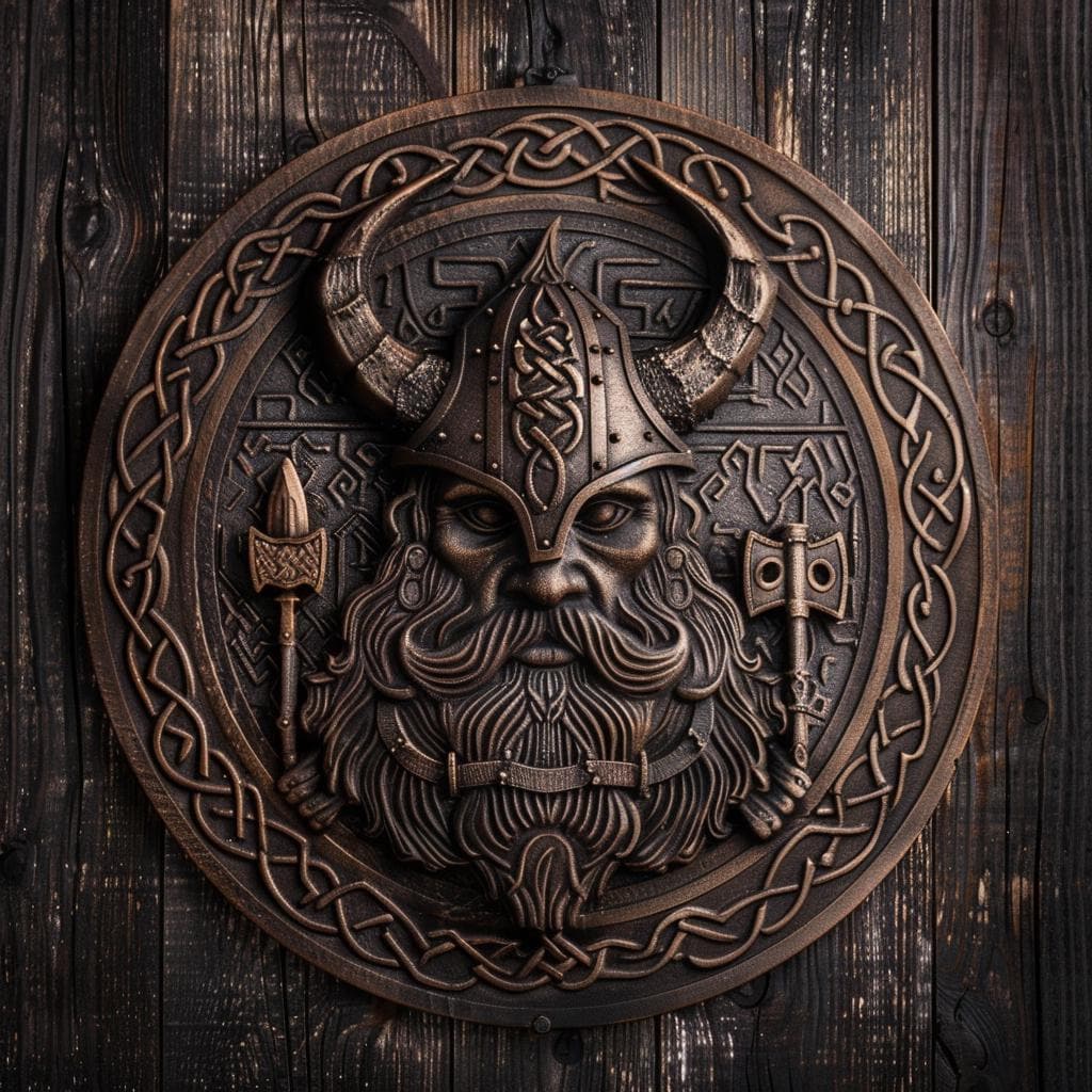 Viking Warrior Decor Metal Sign, Norse Celtic Knot Wall Hanging