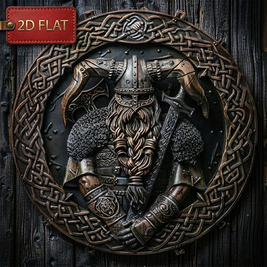 Viking Warrior Decor Metal Sign, Norse Celtic Knot Wall Hanging