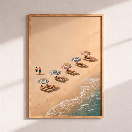 Vintage Beach Print, Slim Aarons Style Coastal Wall Art, Retro Summer Poster, Mediterranean Sunbathing Photography, Luxury Aesthetic Decor