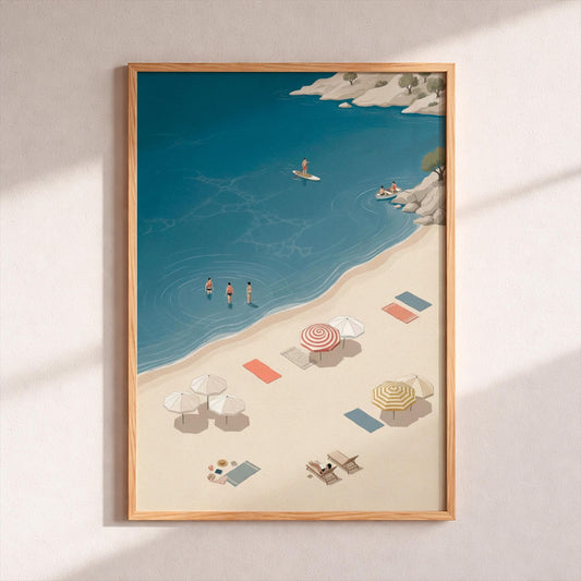 Vintage Beach Print, Slim Aarons Style Coastal Wall Art, Retro Summer Poster, Mediterranean Sunbathing Photography, Luxury Aesthetic Decor