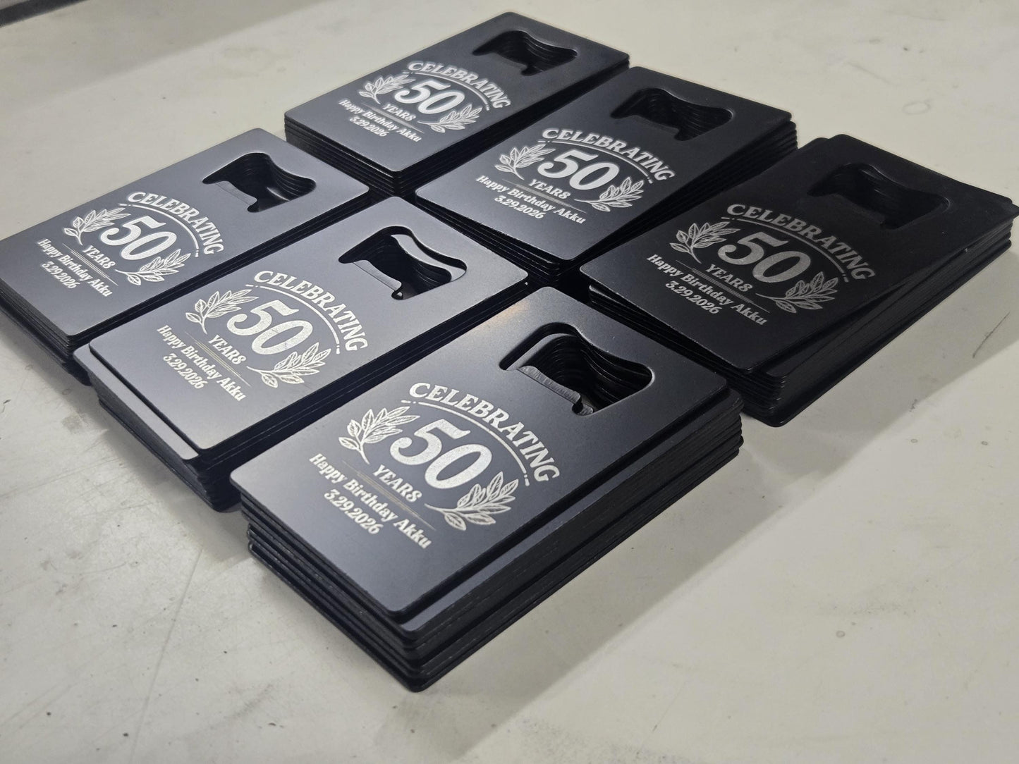 30th Birthday Magnet Party Favors, Personalized Engraved Magnetic Black Card Bottle Opener, Bulk Party Gifts, Custom Keepsake