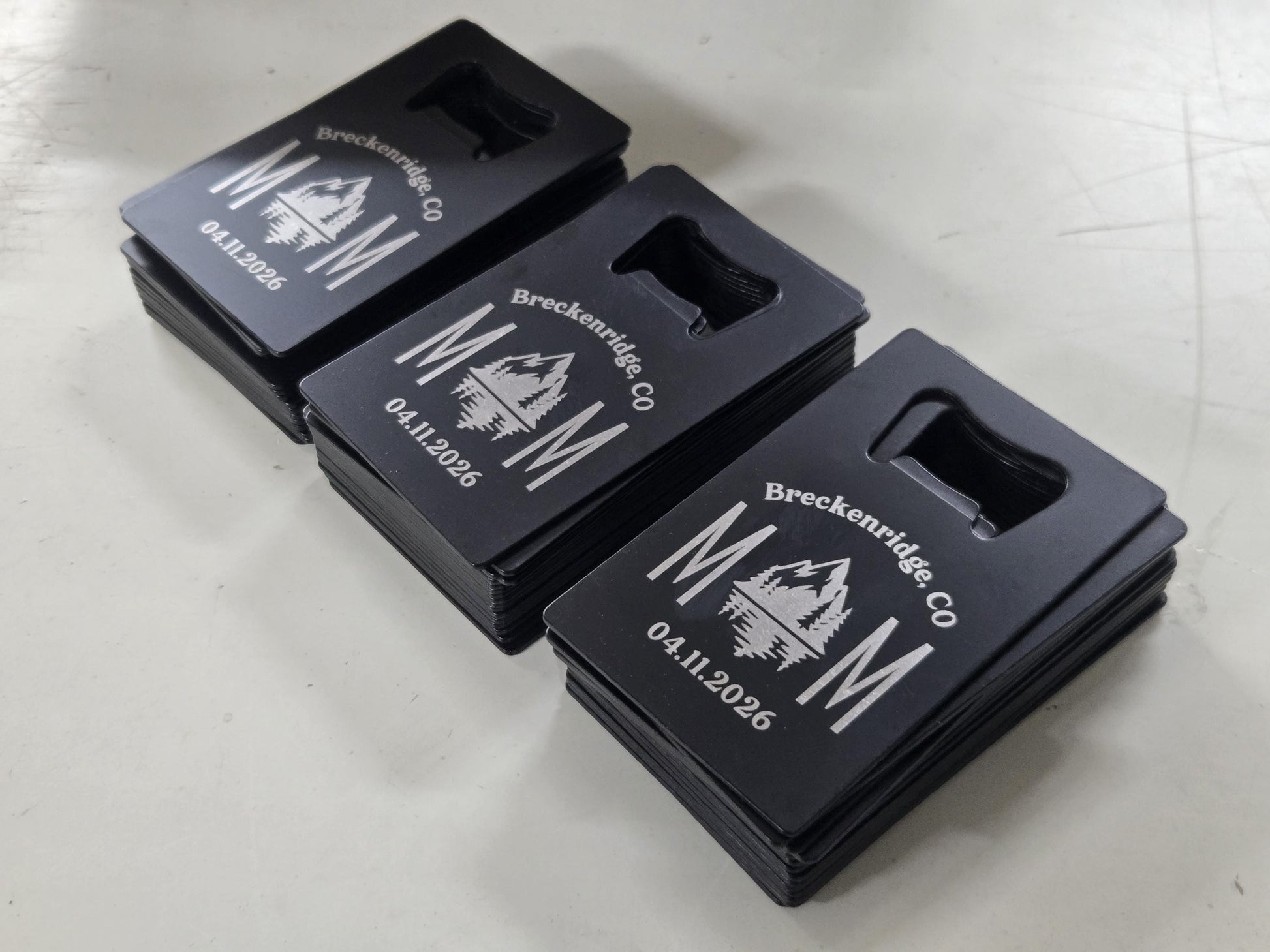 Farm Wedding Favors, Custom Engraved Black Card Bottle Opener, Rustic Personalized Wedding Guest Favors, Durable Steel, Fits In Your Wallet
