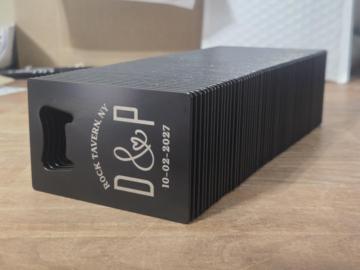 Classic Wedding Favors, Custom Engraved Black Card Bottle Opener, Personalized Wedding Guest Favors, Durable Steel, Fits In Your Wallet