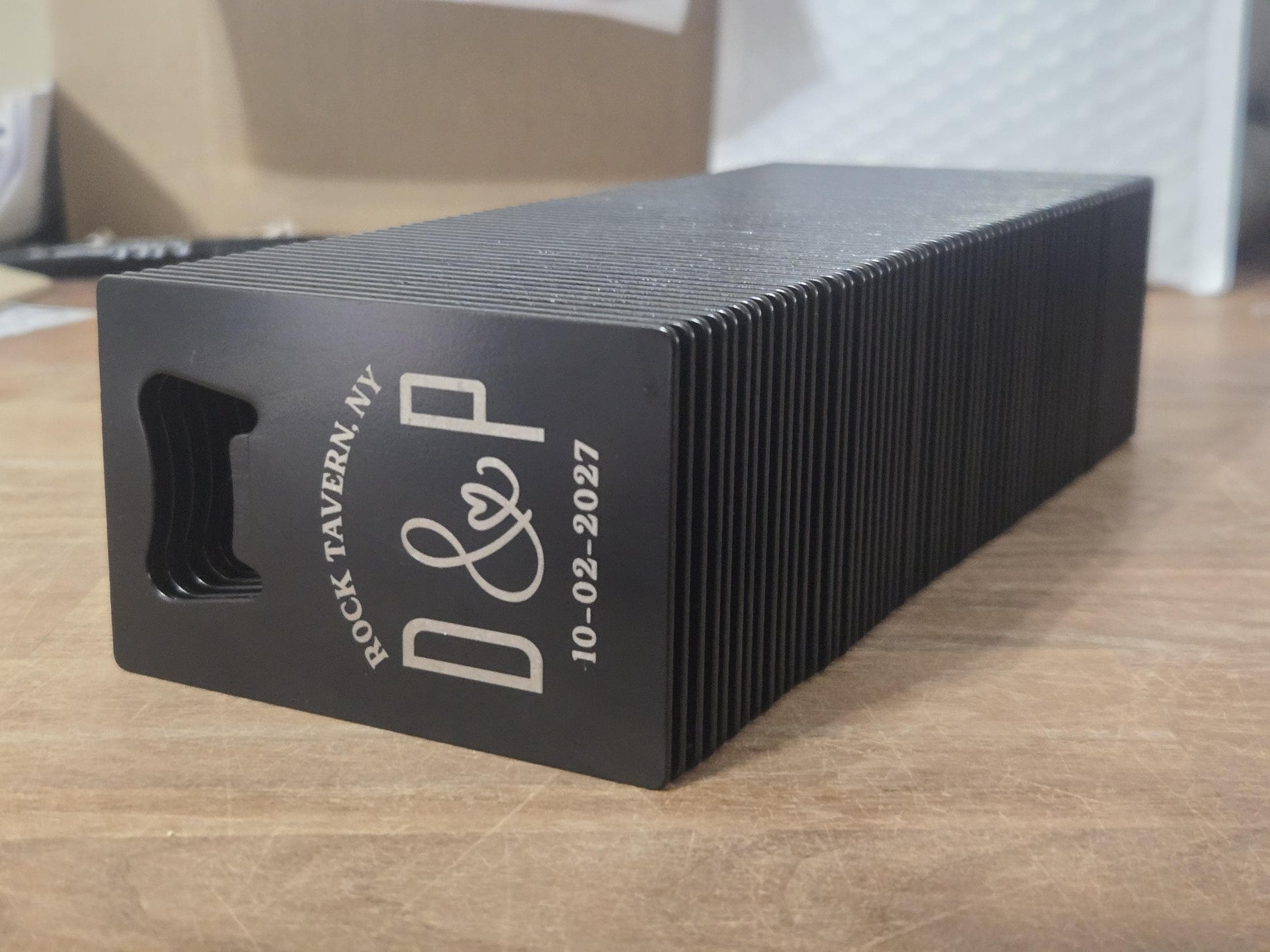 Classic Wedding Favors, Custom Engraved Black Card Bottle Opener, Personalized Wedding Guest Favors, Durable Steel, Fits In Your Wallet