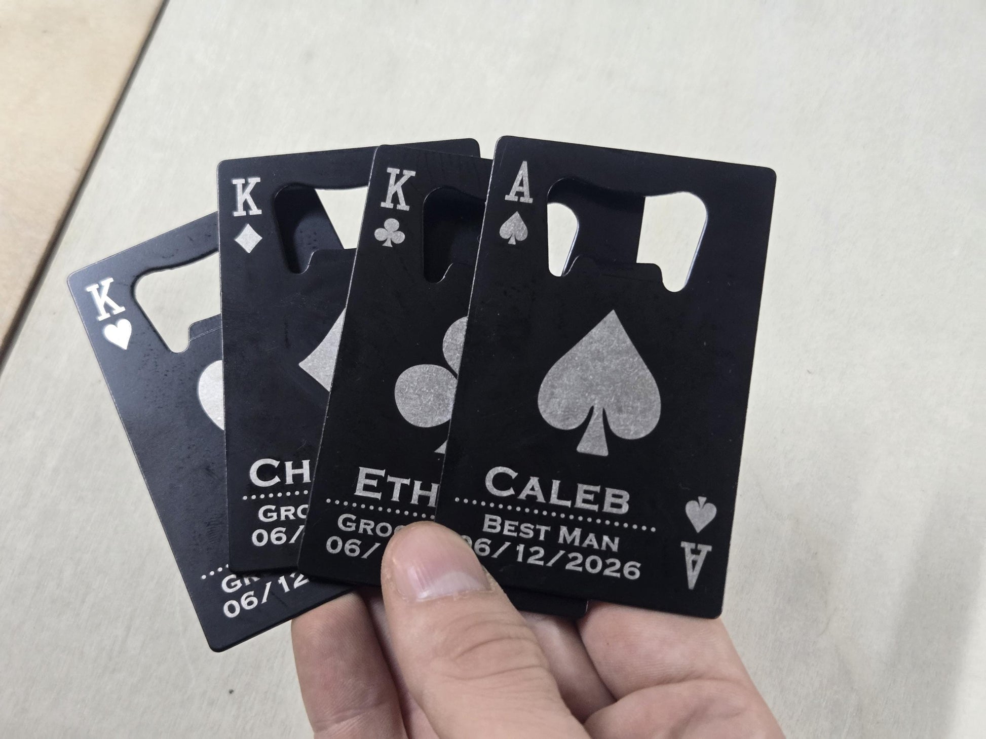 Personalized Groomsman Bottle Opener, Playing Card Wallet Bottle Openers, Custom Gifts For Groomsmen/Bestman