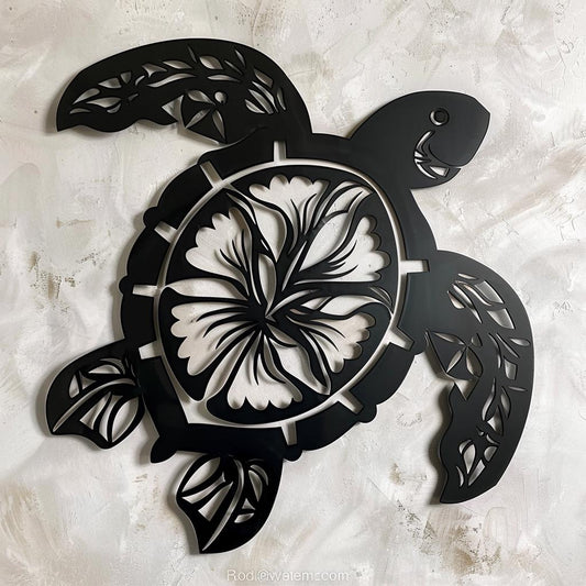 Polynesian Sea Turtle Metal Wall Art, Tribal Ocean Decor, Coastal Home Hanging Sign