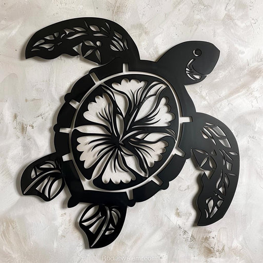 Polynesian Sea Turtle Metal Wall Art, Tribal Ocean Decor, Coastal Home Hanging Sign