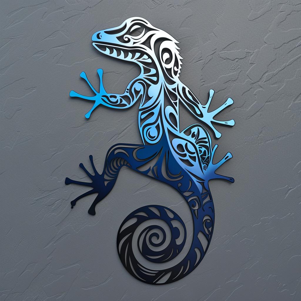 Polynesian Gecko Metal Wall Art, Tribal Lizard Decor, Coastal Home Hanging Sign