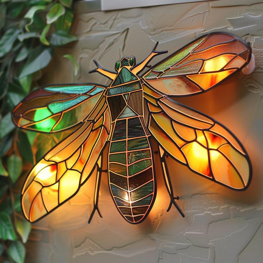 Colorful Cicada Metal Wall Art: Rustic Insect Nature Decor (Outdoor Ready)