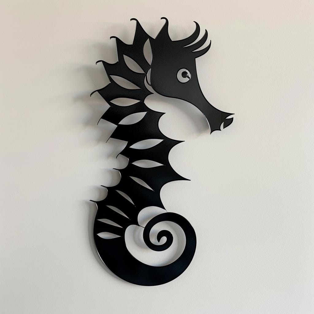 Seahorse Metal Wall Art Coastal Ocean Decor Nautical Wall Hanging Beach House Decor Marine Life Wall Sculpture Gift for Ocean Lover