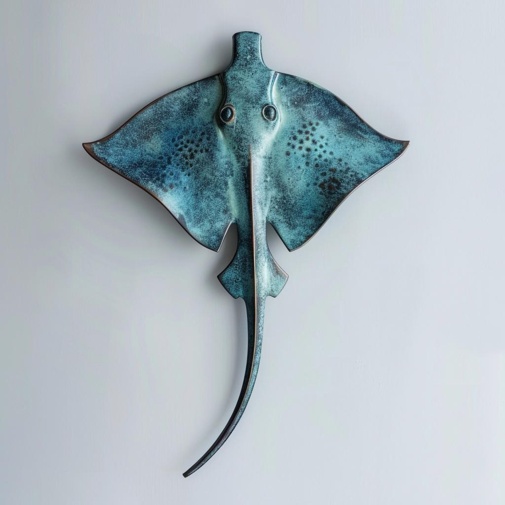 Stingray Metal Wall Art: Coastal Ocean Nautical Beach House Marine Life Sculpture